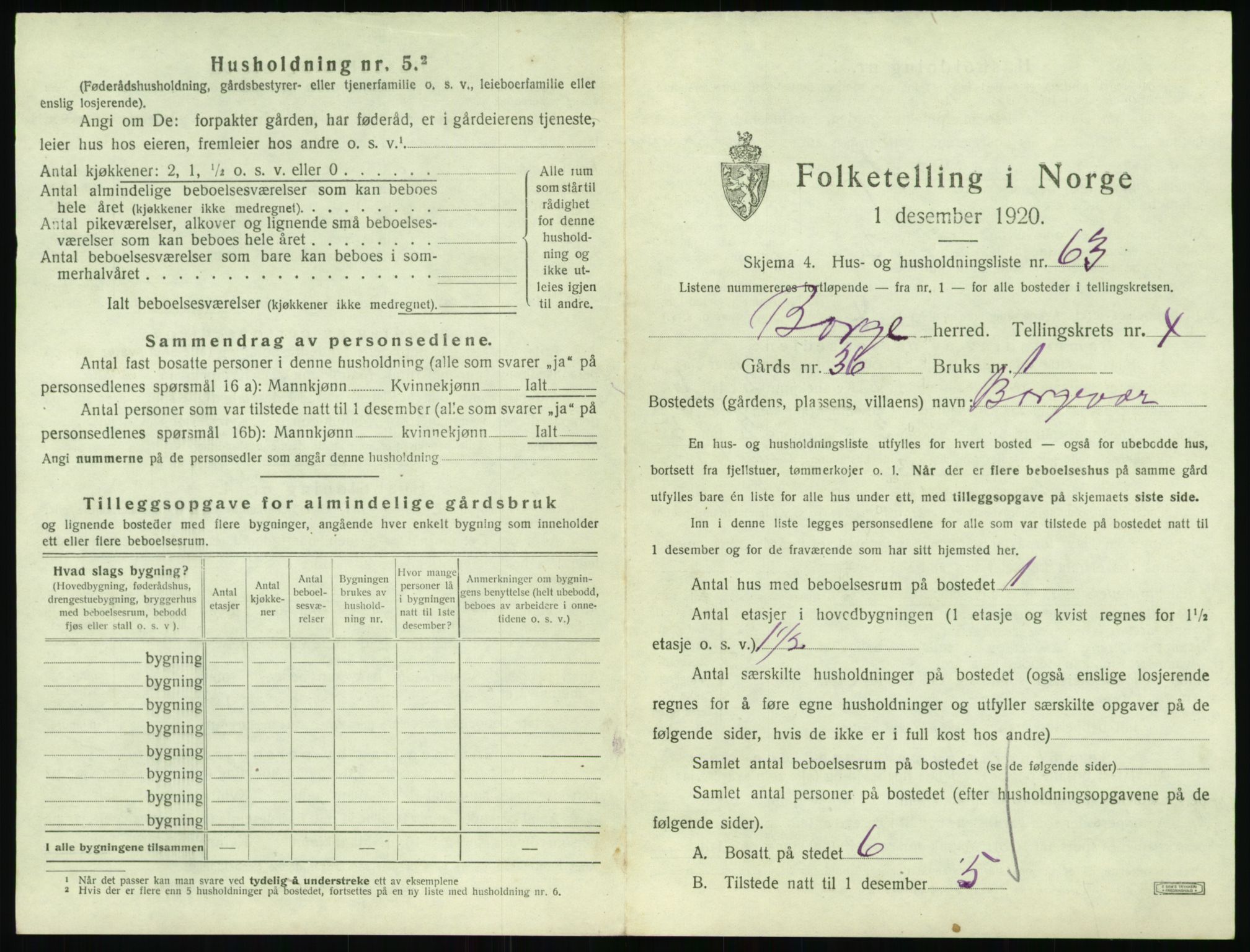 SAT, 1920 census for Borge, 1920, p. 571