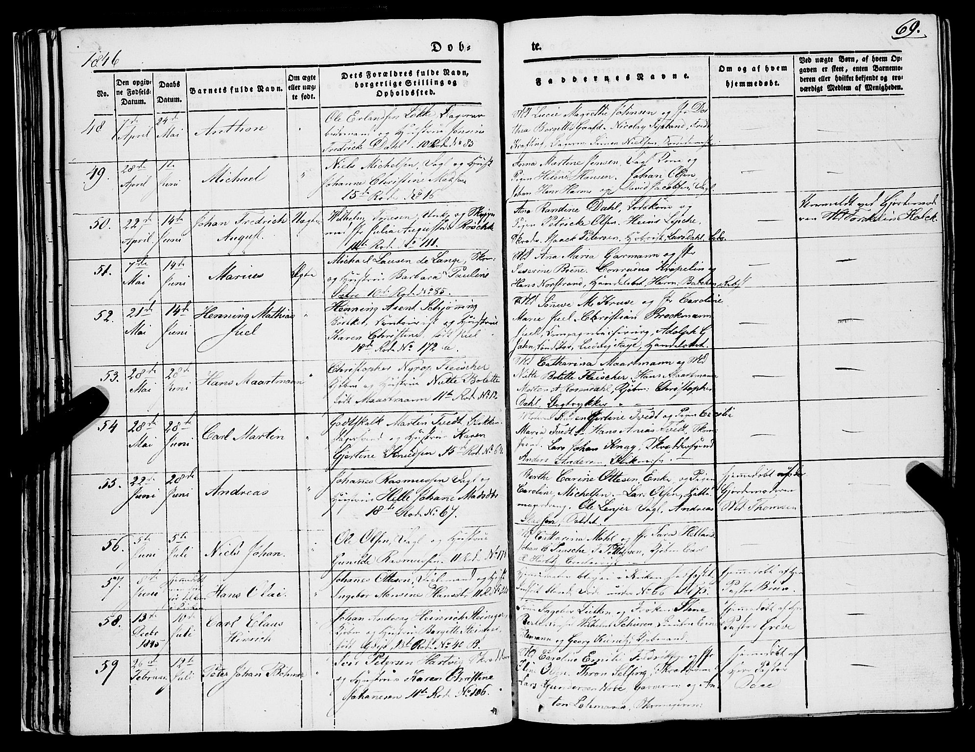Domkirken sokneprestembete, SAB/A-74801/H/Haa/L0019: Parish register (official) no. B 2, 1841-1851, p. 69