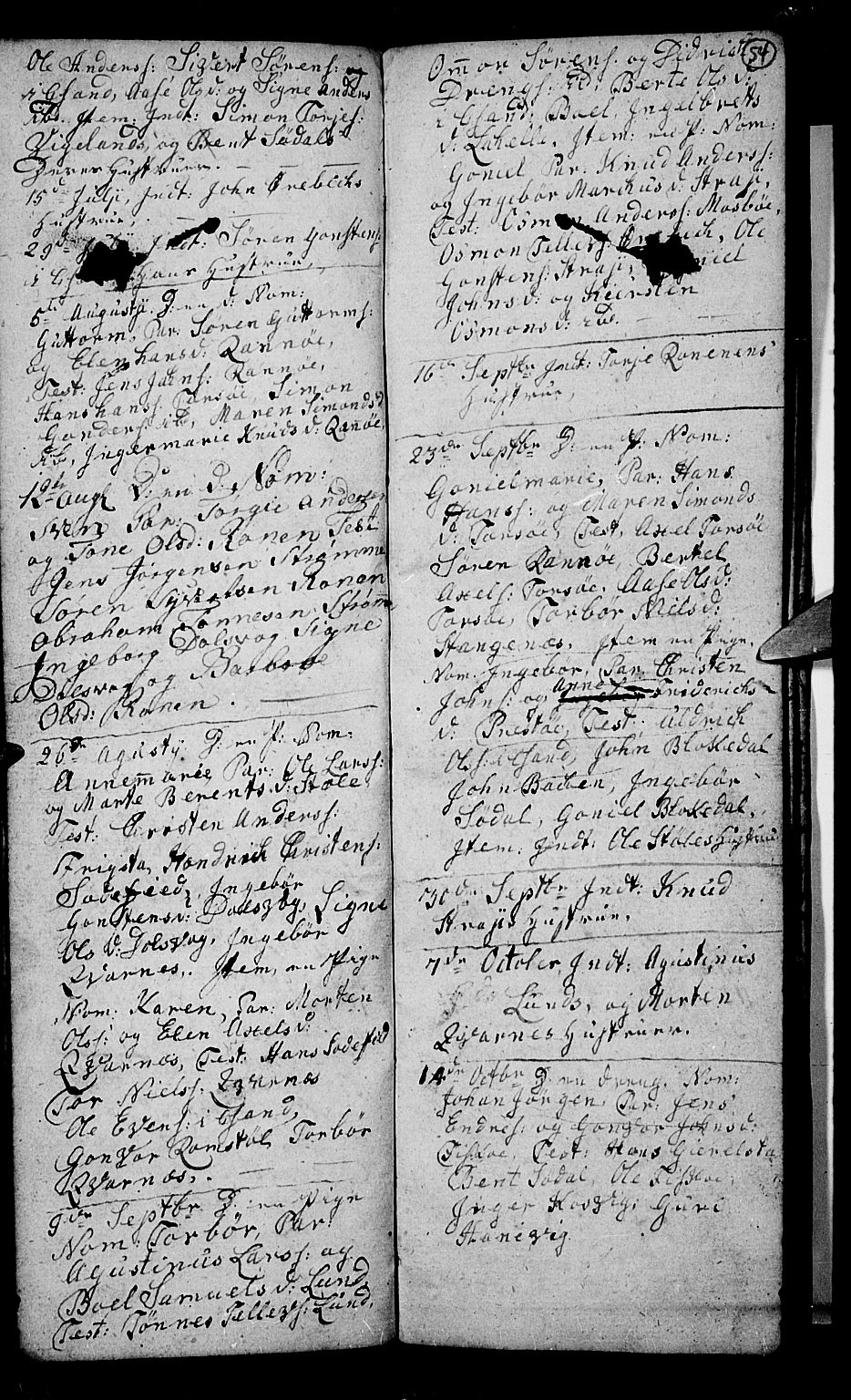 Oddernes sokneprestkontor, AV/SAK-1111-0033/F/Fb/Fba/L0002: Parish register (copy) no. B 2, 1791-1806, p. 54