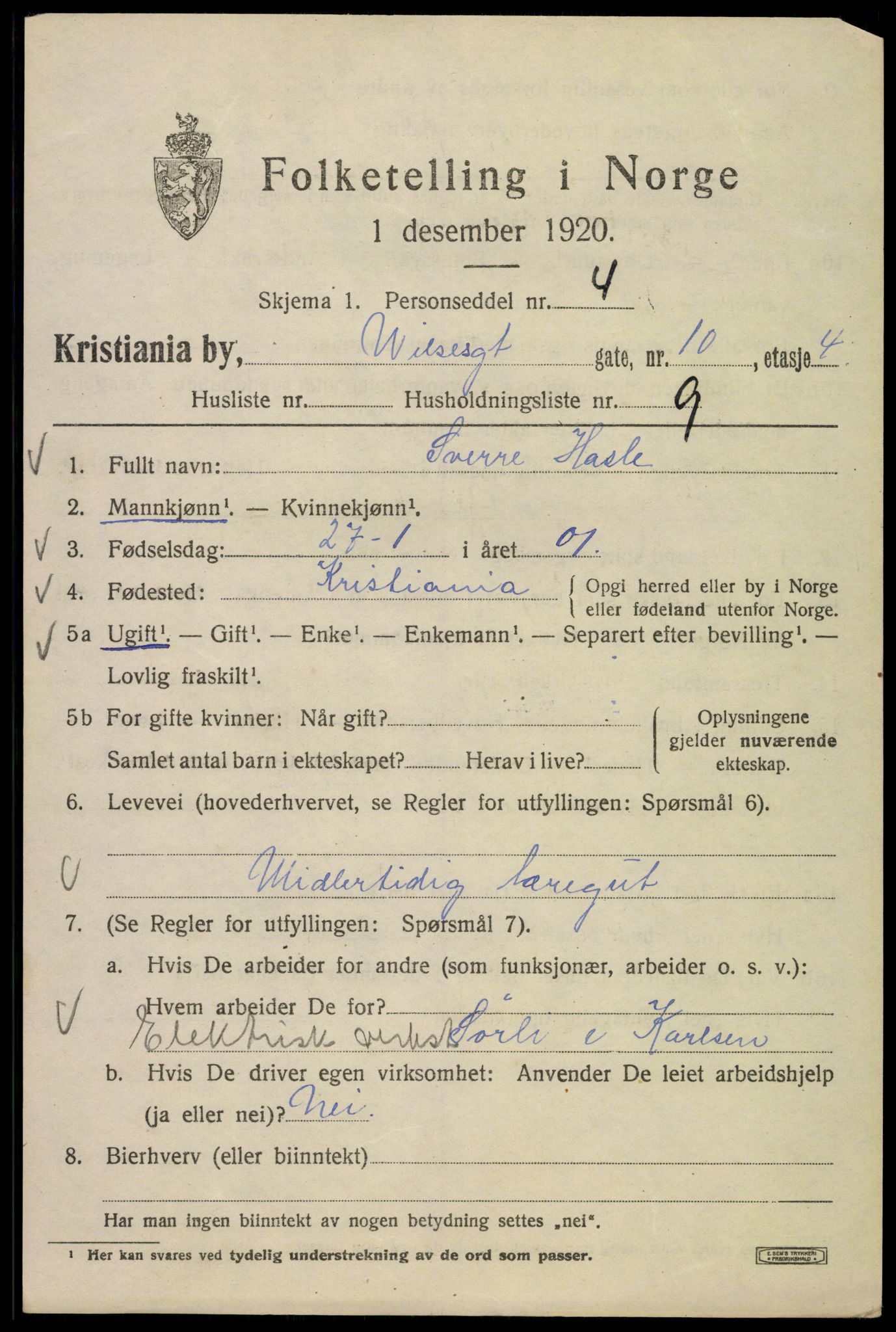 SAO, 1920 census for Kristiania, 1920, p. 653943