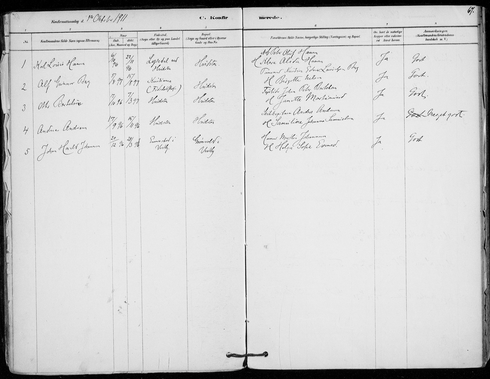 Vestby prestekontor Kirkebøker, SAO/A-10893/F/Fd/L0001: Parish register (official) no. IV 1, 1878-1945, p. 67