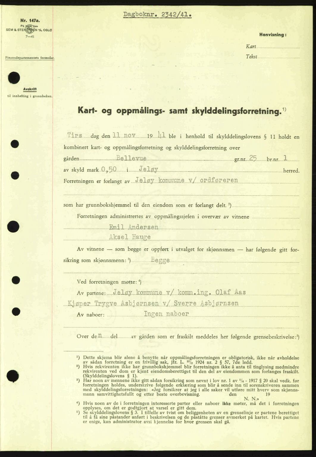 Moss sorenskriveri, SAO/A-10168: Mortgage book no. A9, 1941-1942, Diary no: : 2342/1941