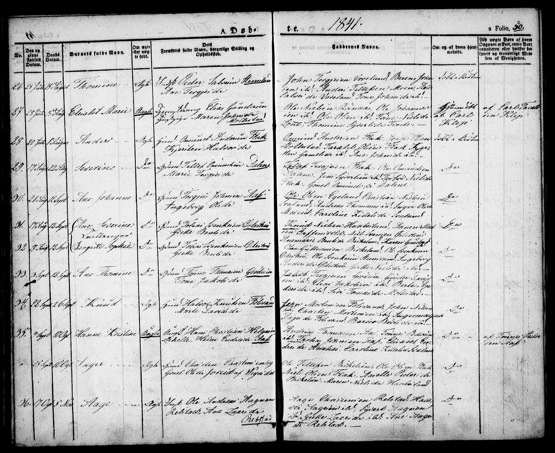 Birkenes sokneprestkontor, AV/SAK-1111-0004/F/Fa/L0001: Parish register (official) no. A 1, 1829-1849, p. 50