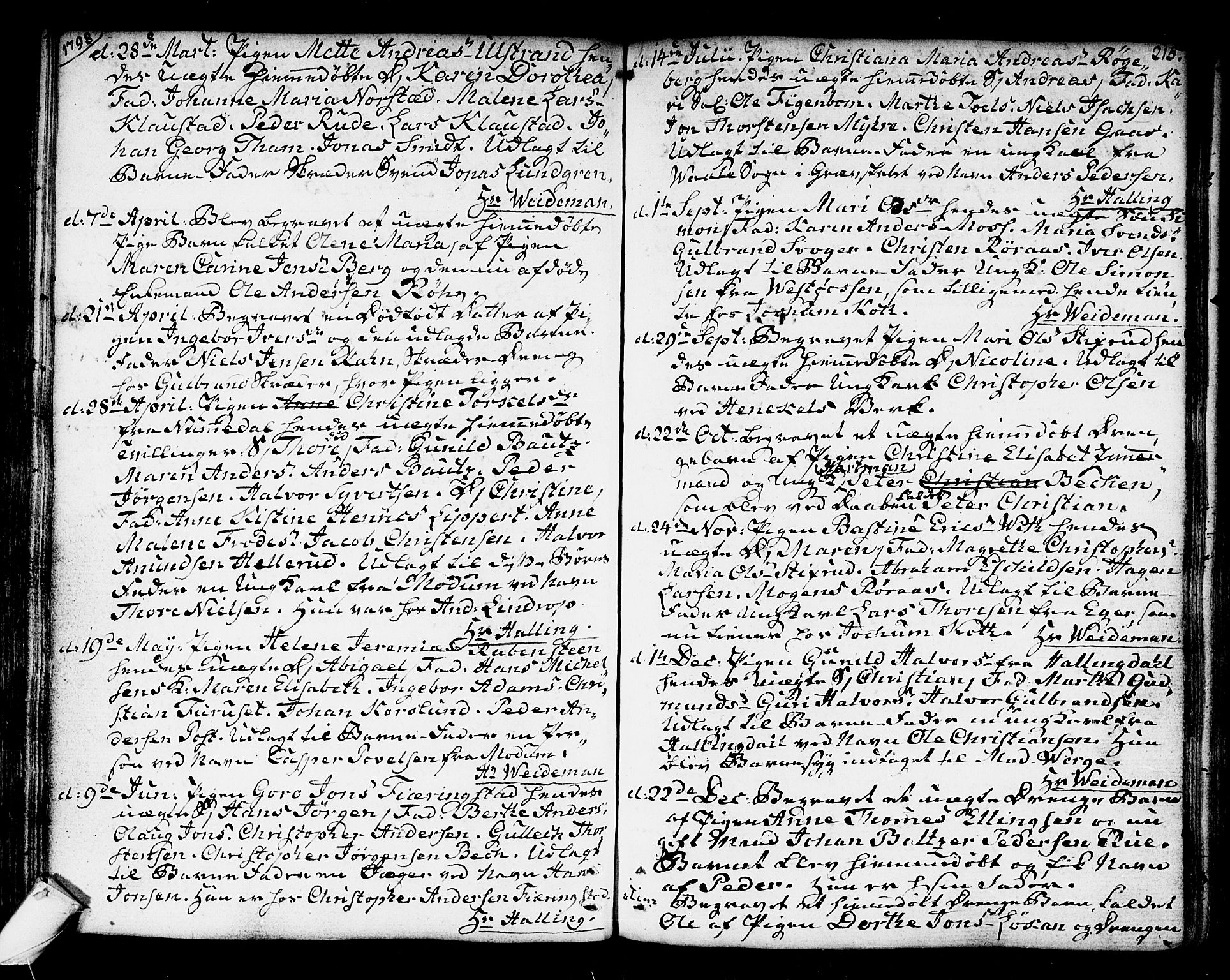 Kongsberg kirkebøker, SAKO/A-22/F/Fa/L0007: Parish register (official) no. I 7, 1795-1816, p. 215