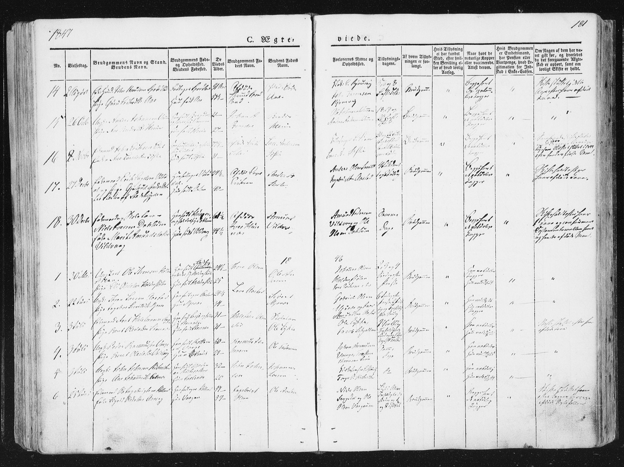 Ministerialprotokoller, klokkerbøker og fødselsregistre - Sør-Trøndelag, SAT/A-1456/630/L0493: Parish register (official) no. 630A06, 1841-1851, p. 181