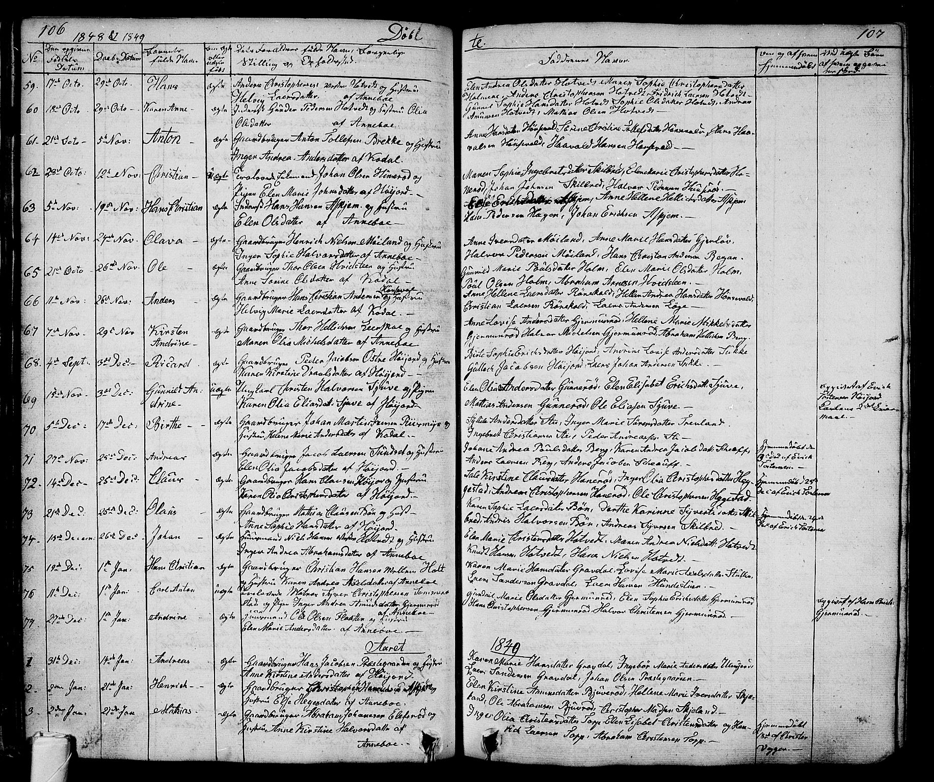 Andebu kirkebøker, AV/SAKO-A-336/G/Ga/L0003: Parish register (copy) no. I 3, 1832-1867, p. 106-107