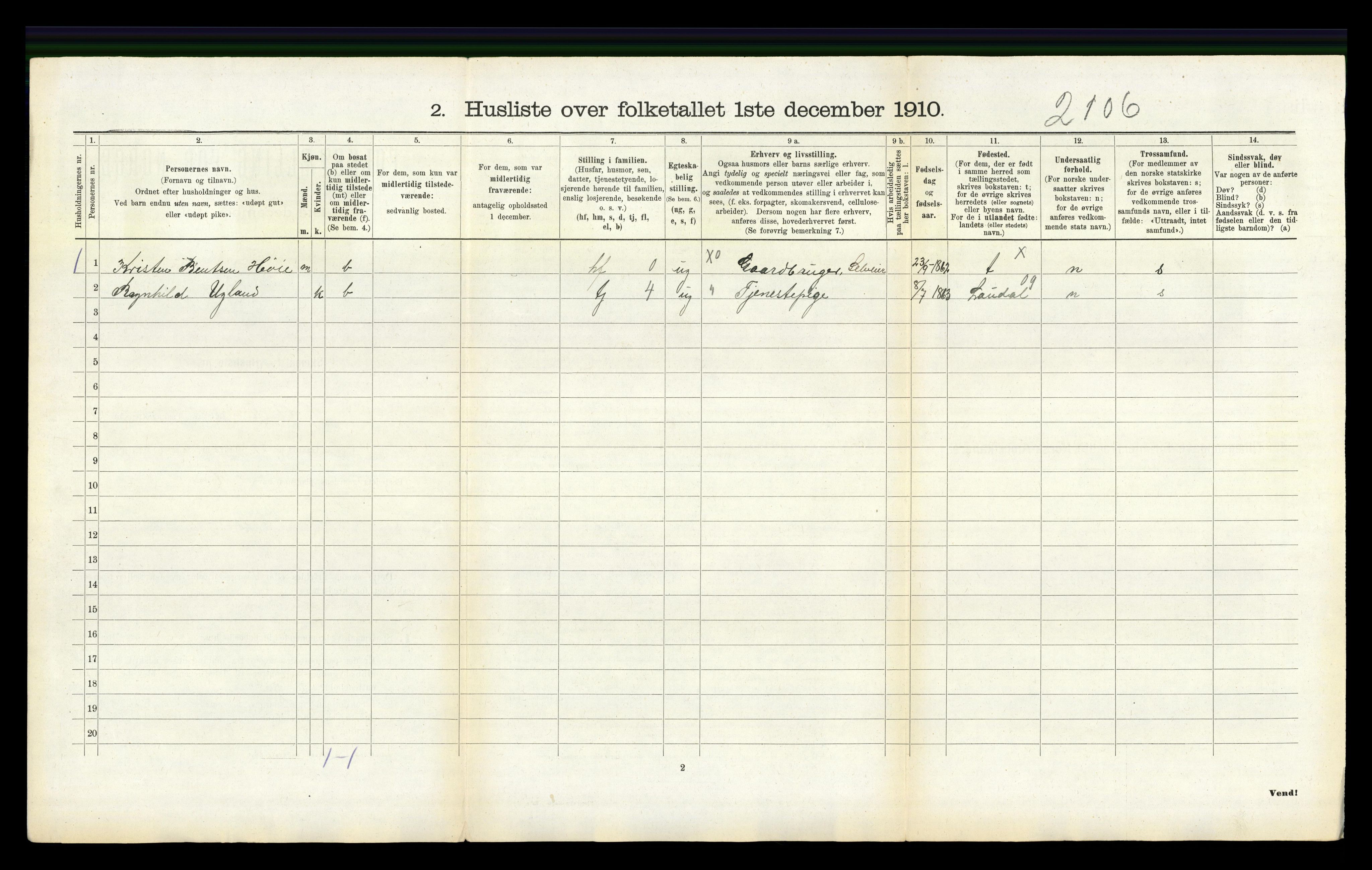 RA, 1910 census for Øyslebø, 1910, p. 249