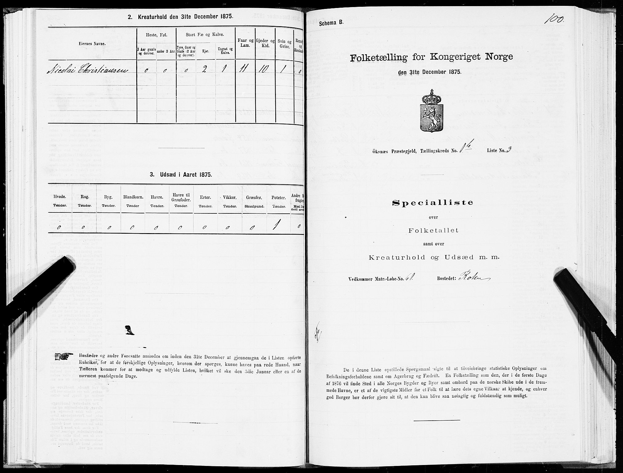 SAT, 1875 census for 1868P Øksnes, 1875, p. 1100