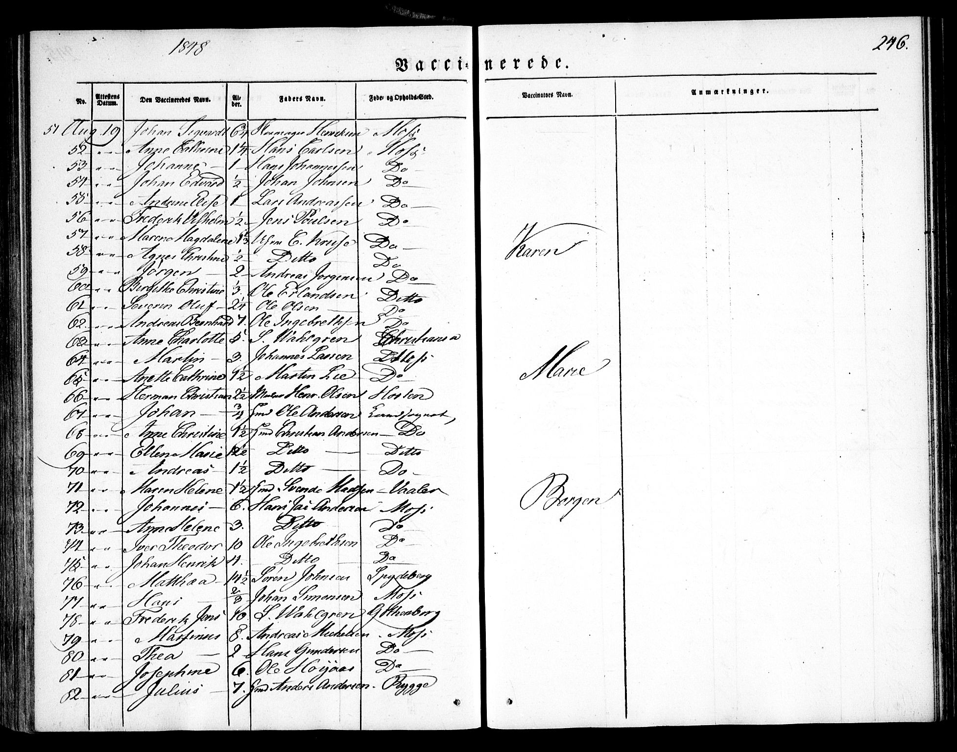 Moss prestekontor Kirkebøker, AV/SAO-A-2003/F/Fa/L0007: Parish register (official) no. I 7, 1845-1851, p. 246