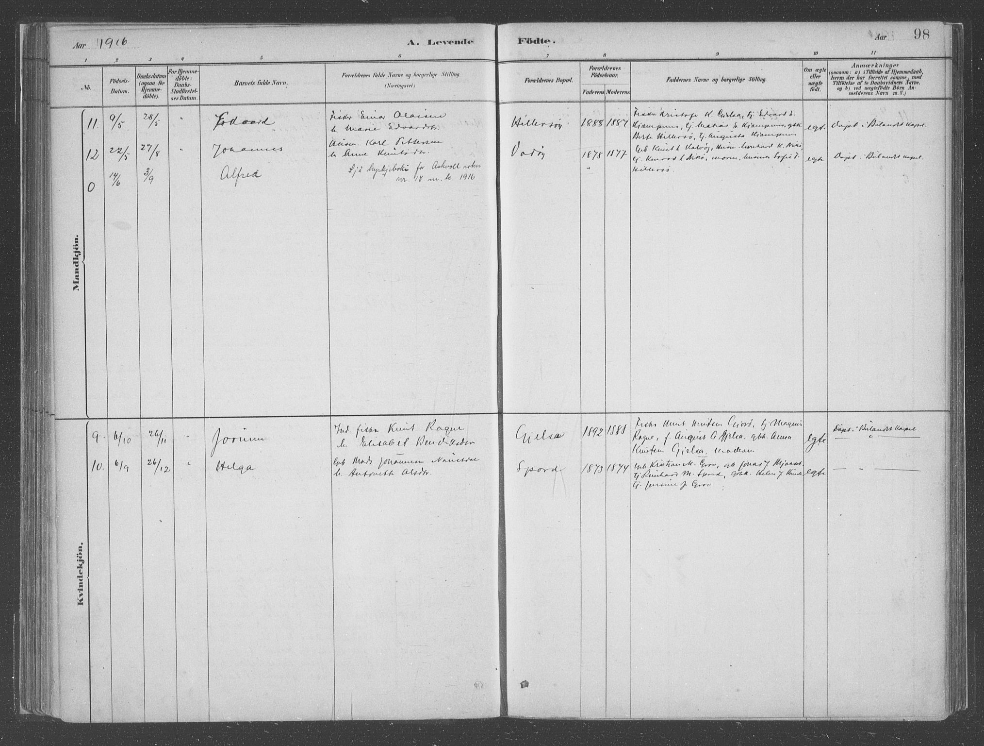 Askvoll sokneprestembete, SAB/A-79501/H/Haa/Haac/L0001: Parish register (official) no. C  1, 1879-1922, p. 98