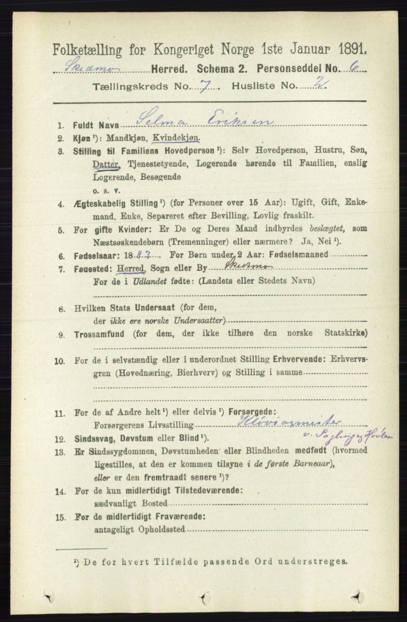 RA, 1891 census for 0231 Skedsmo, 1891, p. 3353