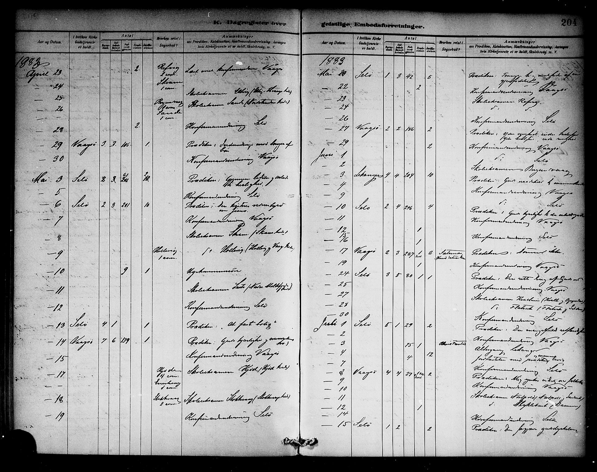 Selje sokneprestembete, AV/SAB-A-99938/H/Ha/Haa/Haab: Parish register (official) no. B 1, 1881-1890, p. 204