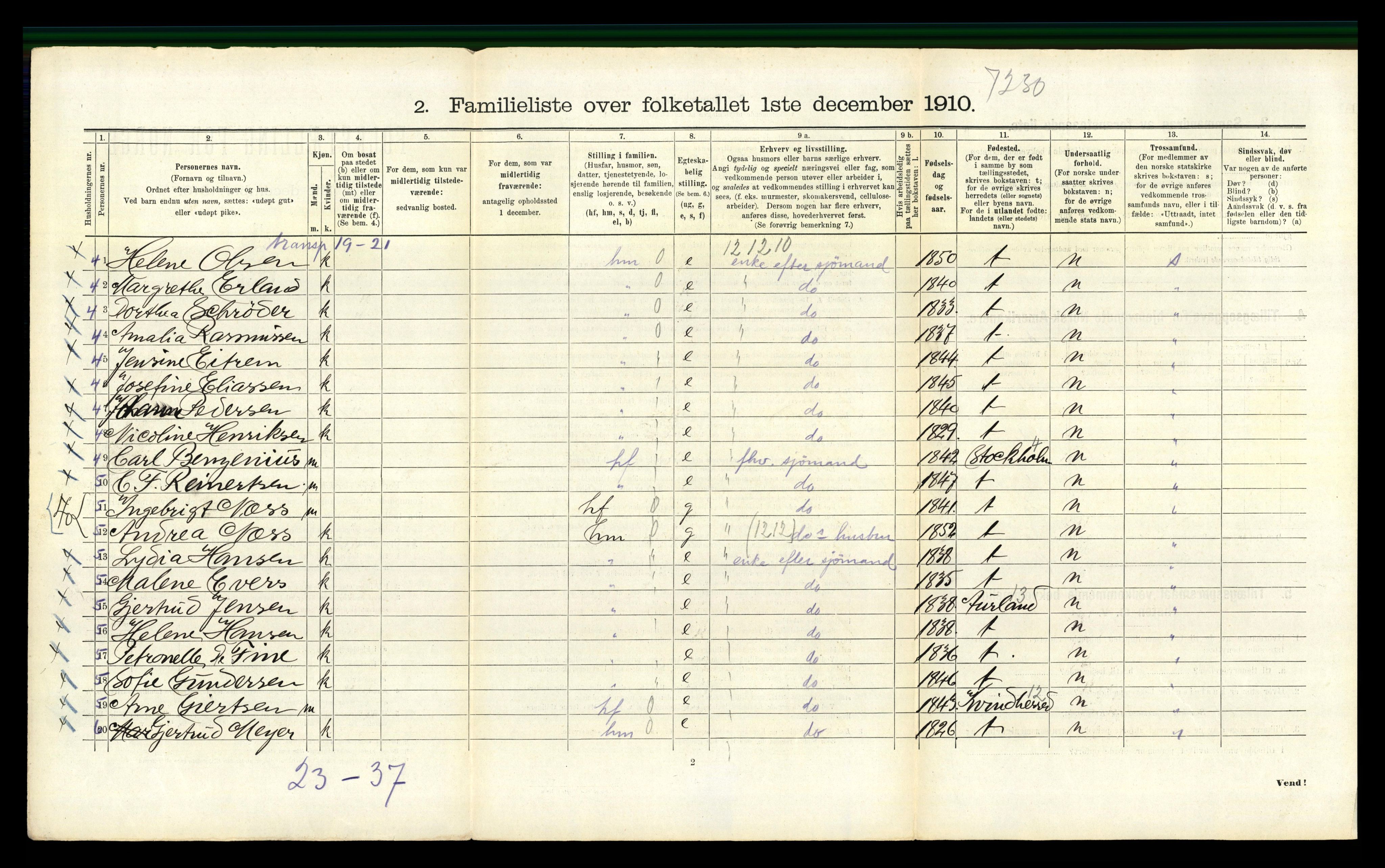 RA, 1910 census for Bergen, 1910, p. 10914