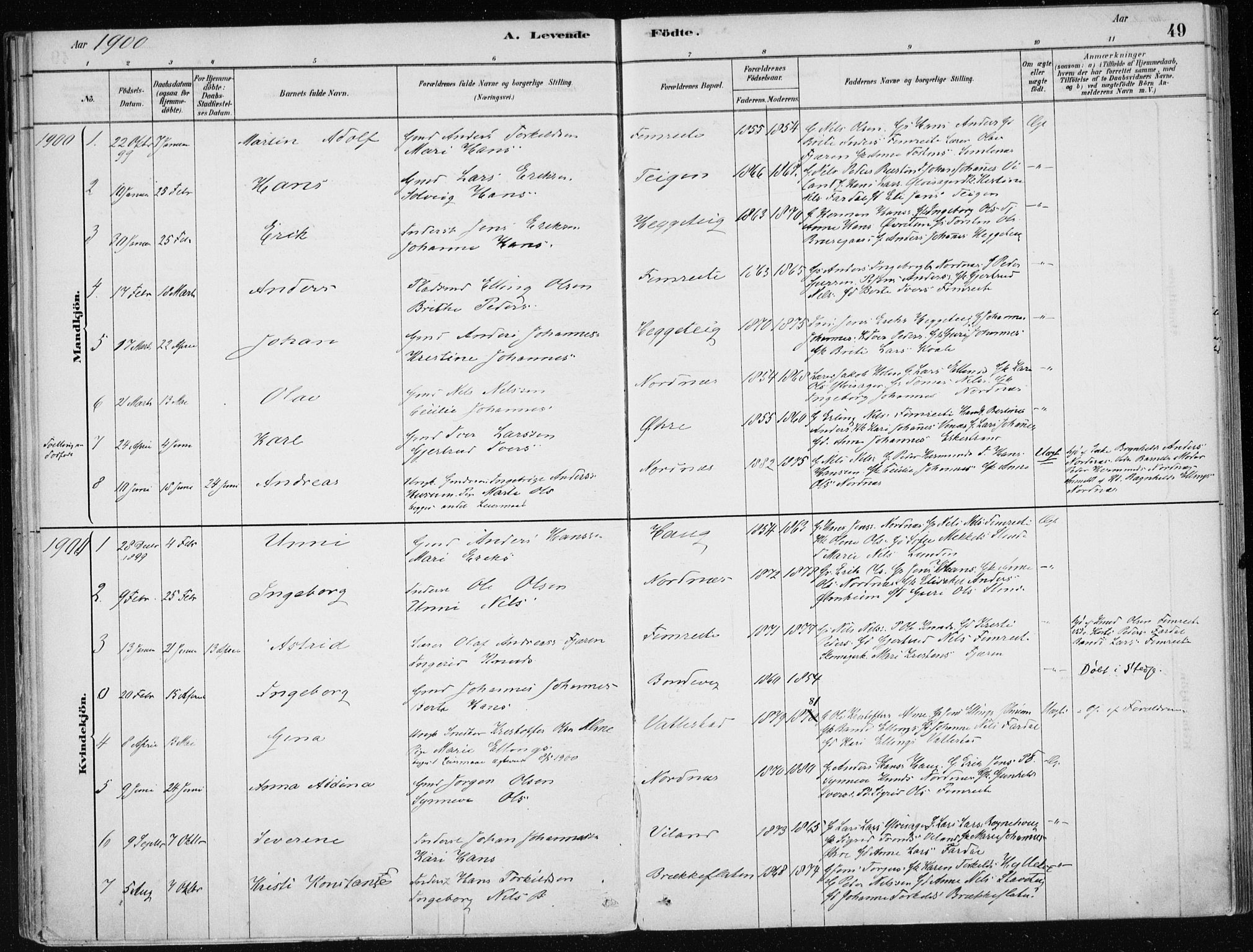 Sogndal sokneprestembete, SAB/A-81301/H/Haa/Haac/L0001: Parish register (official) no. C 1, 1878-1907, p. 49