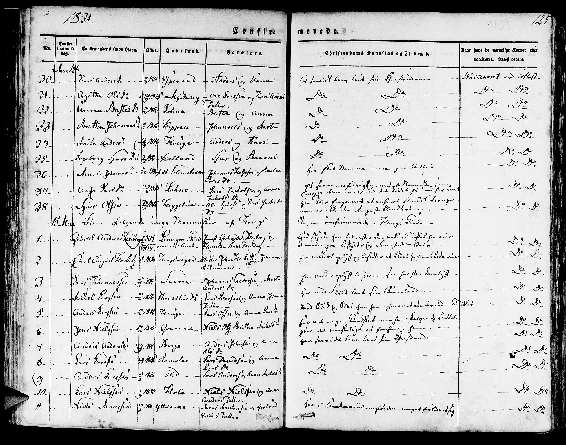 Haus sokneprestembete, AV/SAB-A-75601/H/Haa: Parish register (official) no. A 14, 1827-1838, p. 125