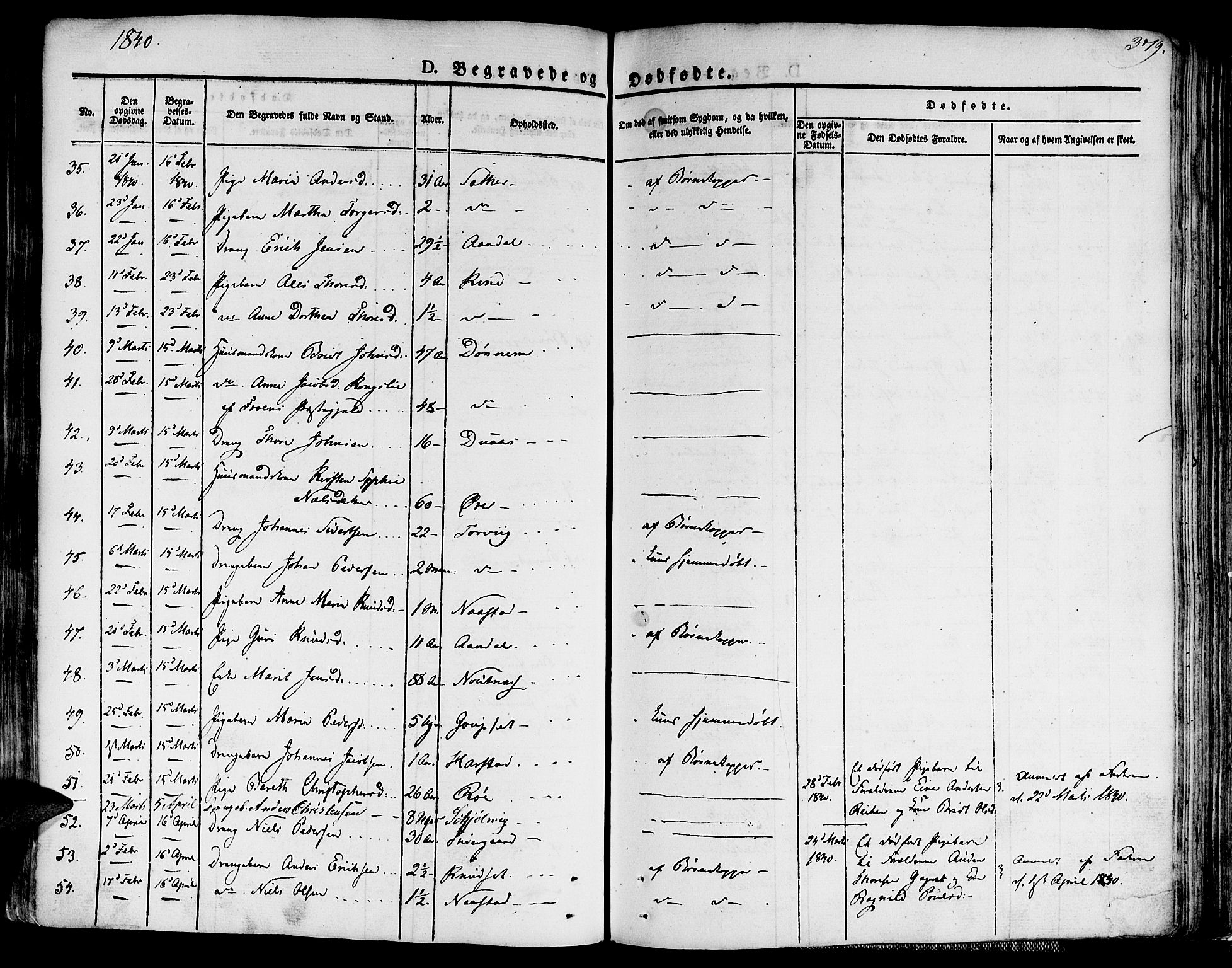 Ministerialprotokoller, klokkerbøker og fødselsregistre - Møre og Romsdal, AV/SAT-A-1454/586/L0983: Parish register (official) no. 586A09, 1829-1843, p. 379