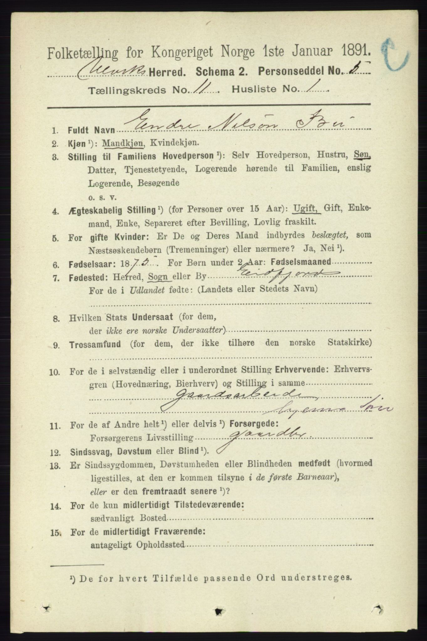 RA, 1891 census for 1233 Ulvik, 1891, p. 3471