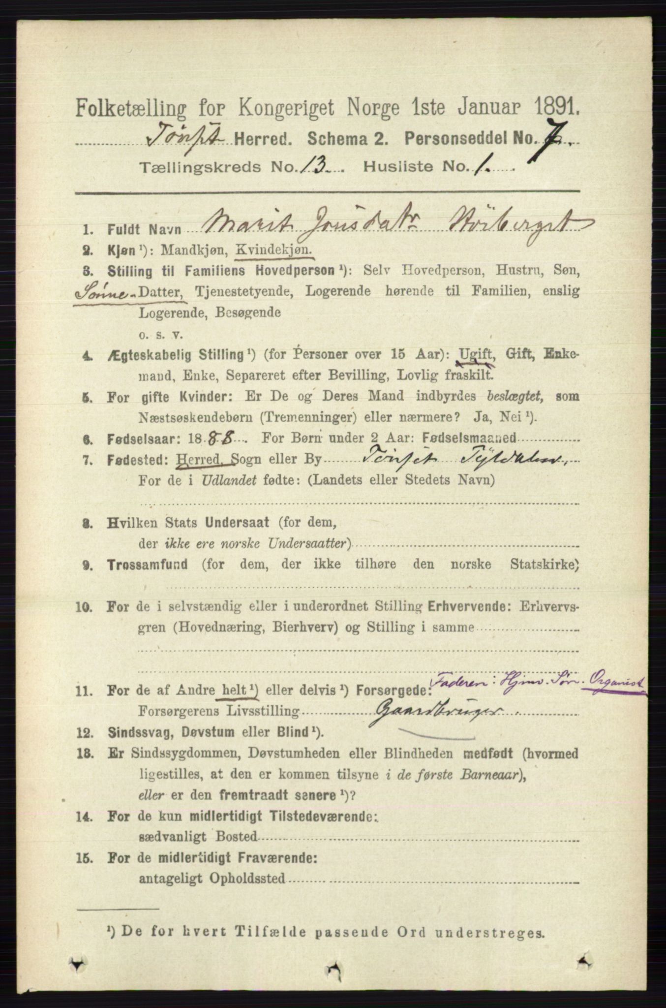 RA, 1891 census for 0437 Tynset, 1891, p. 3521