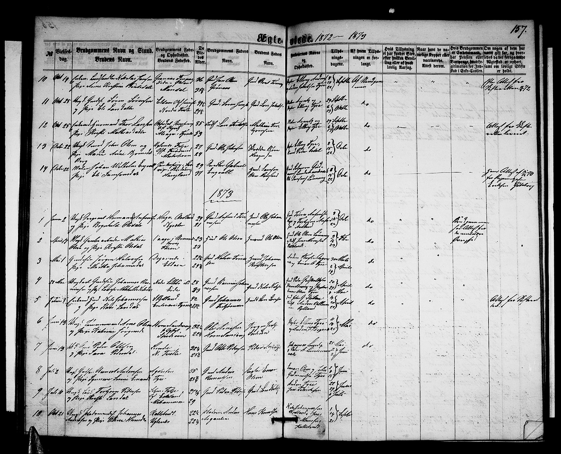 Stord sokneprestembete, SAB/A-78201/H/Hab: Parish register (copy) no. A 1, 1864-1878, p. 157