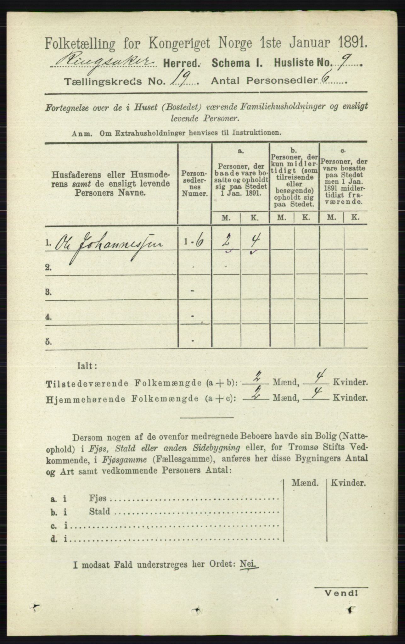RA, 1891 census for 0412 Ringsaker, 1891, p. 10533