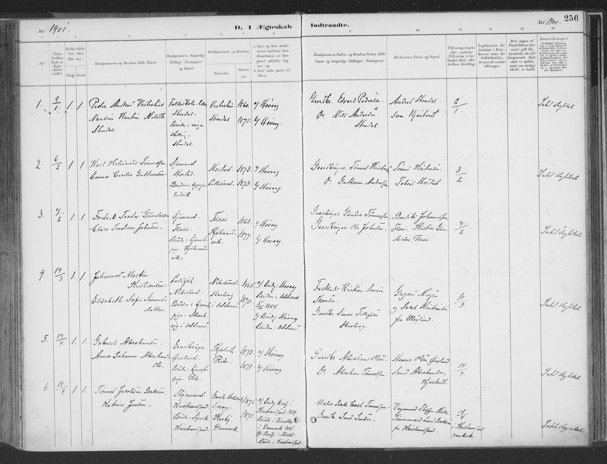 Høvåg sokneprestkontor, AV/SAK-1111-0025/F/Fa/L0006: Parish register (official) no. A 6, 1894-1923, p. 256