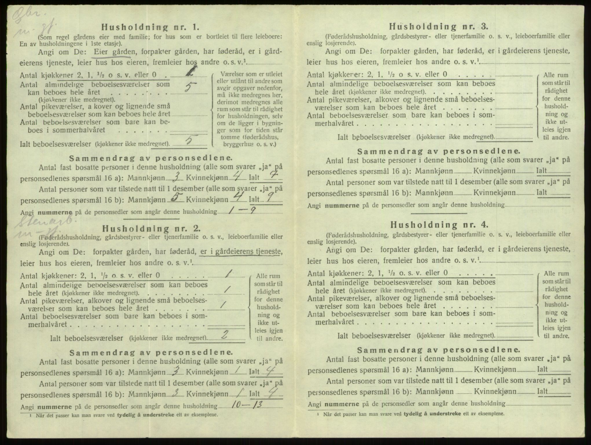 SAB, 1920 census for Hornindal, 1920, p. 208