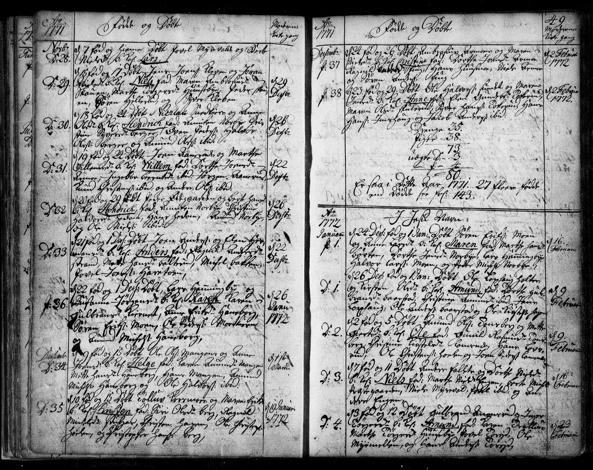 Aurskog prestekontor Kirkebøker, AV/SAO-A-10304a/F/Fa/L0003: Parish register (official) no. I 3, 1767-1807, p. 49