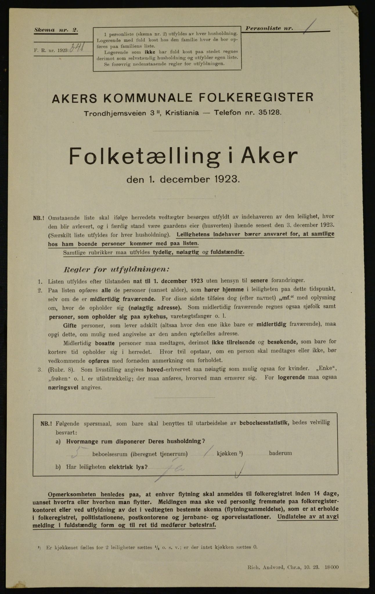 , Municipal Census 1923 for Aker, 1923, p. 38684