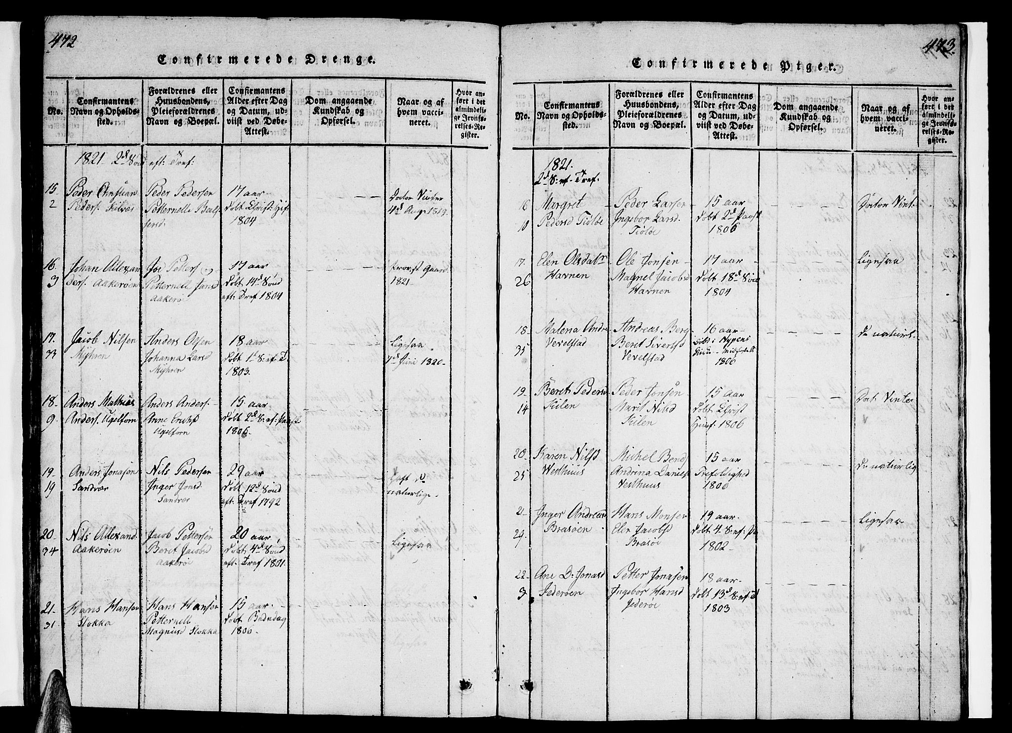 Ministerialprotokoller, klokkerbøker og fødselsregistre - Nordland, AV/SAT-A-1459/830/L0457: Parish register (copy) no. 830C01 /1, 1820-1842, p. 472-473