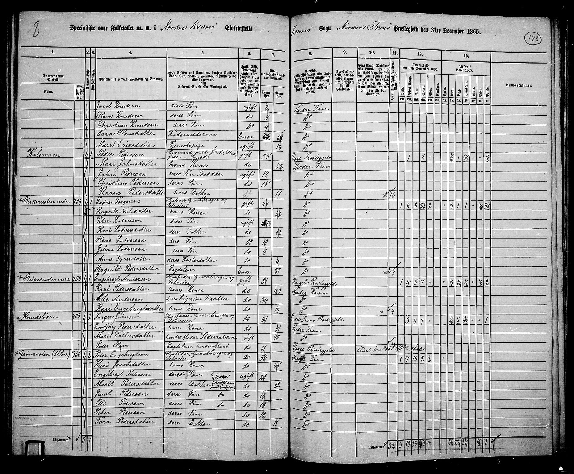 RA, 1865 census for Nord-Fron, 1865, p. 133