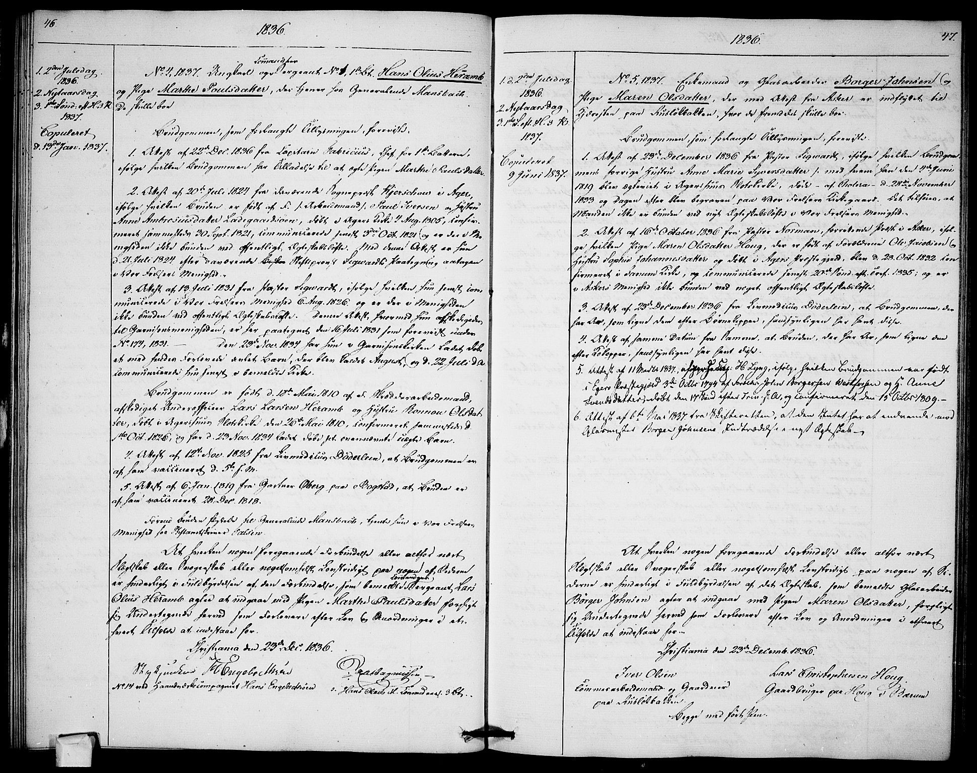 Garnisonsmenigheten Kirkebøker, SAO/A-10846/H/Ha/L0003: Banns register no. I 3, 1835-1840, p. 46-47
