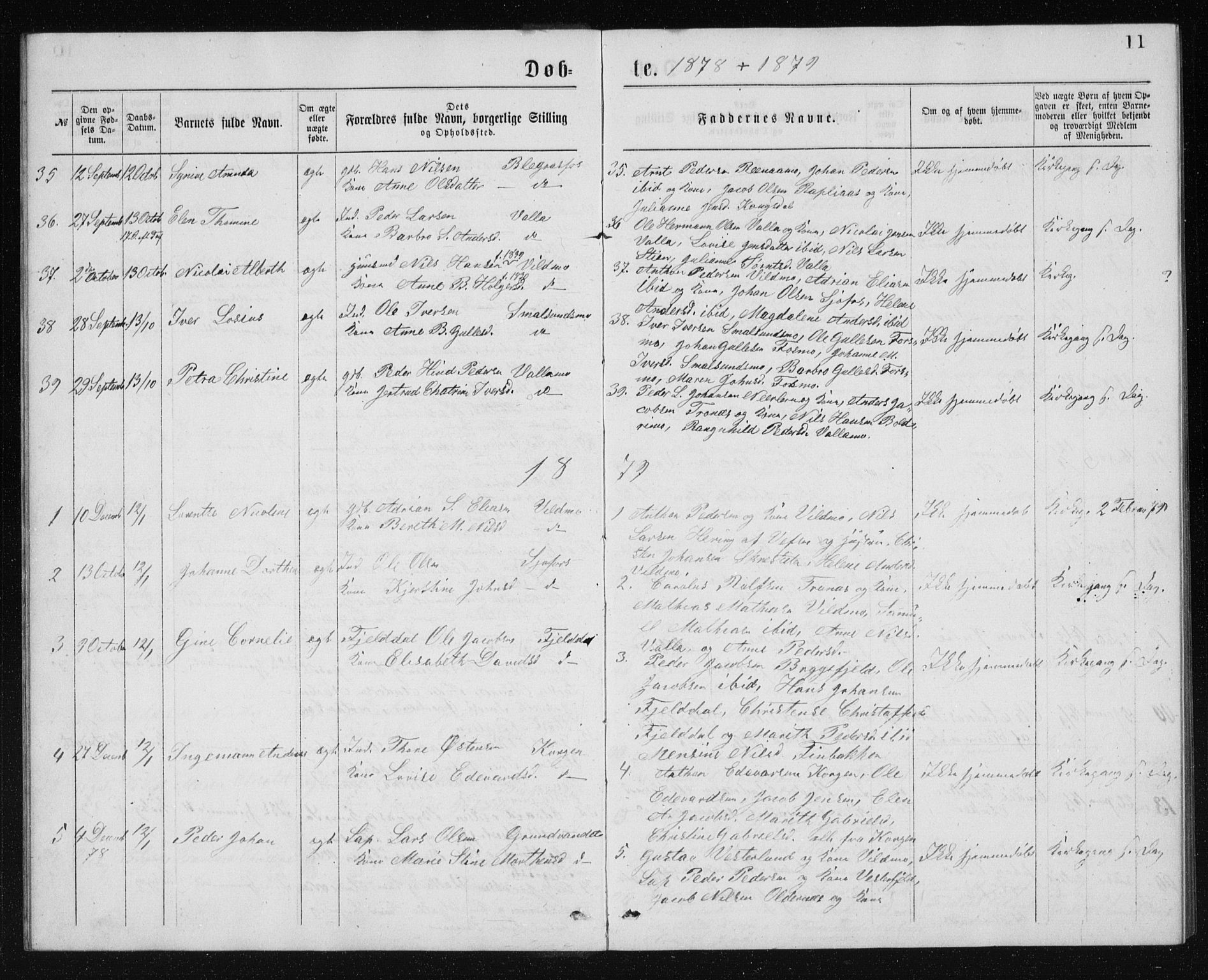 Ministerialprotokoller, klokkerbøker og fødselsregistre - Nordland, AV/SAT-A-1459/826/L0381: Parish register (copy) no. 826C01, 1877-1886, p. 11