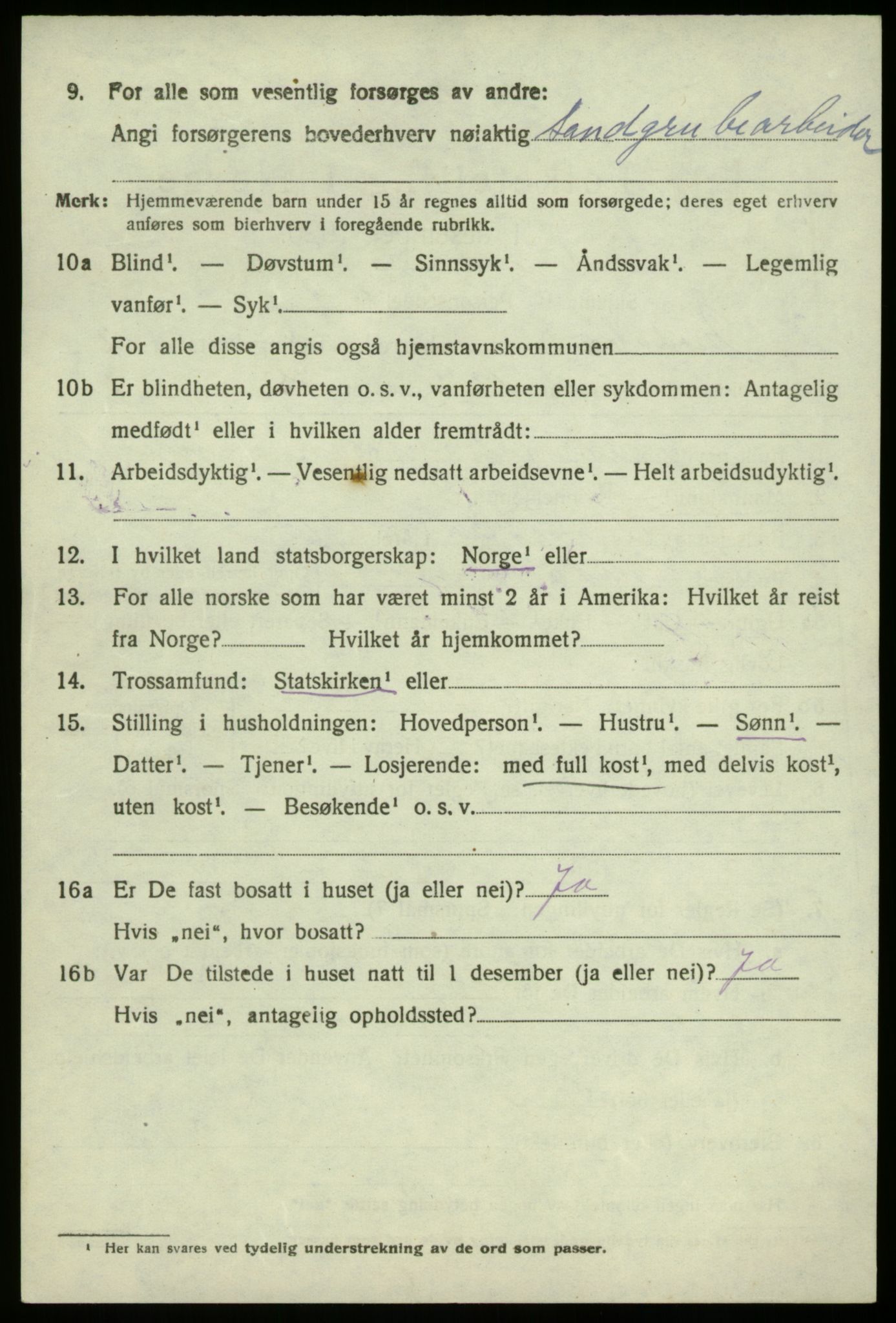 SAB, 1920 census for Modalen, 1920, p. 519