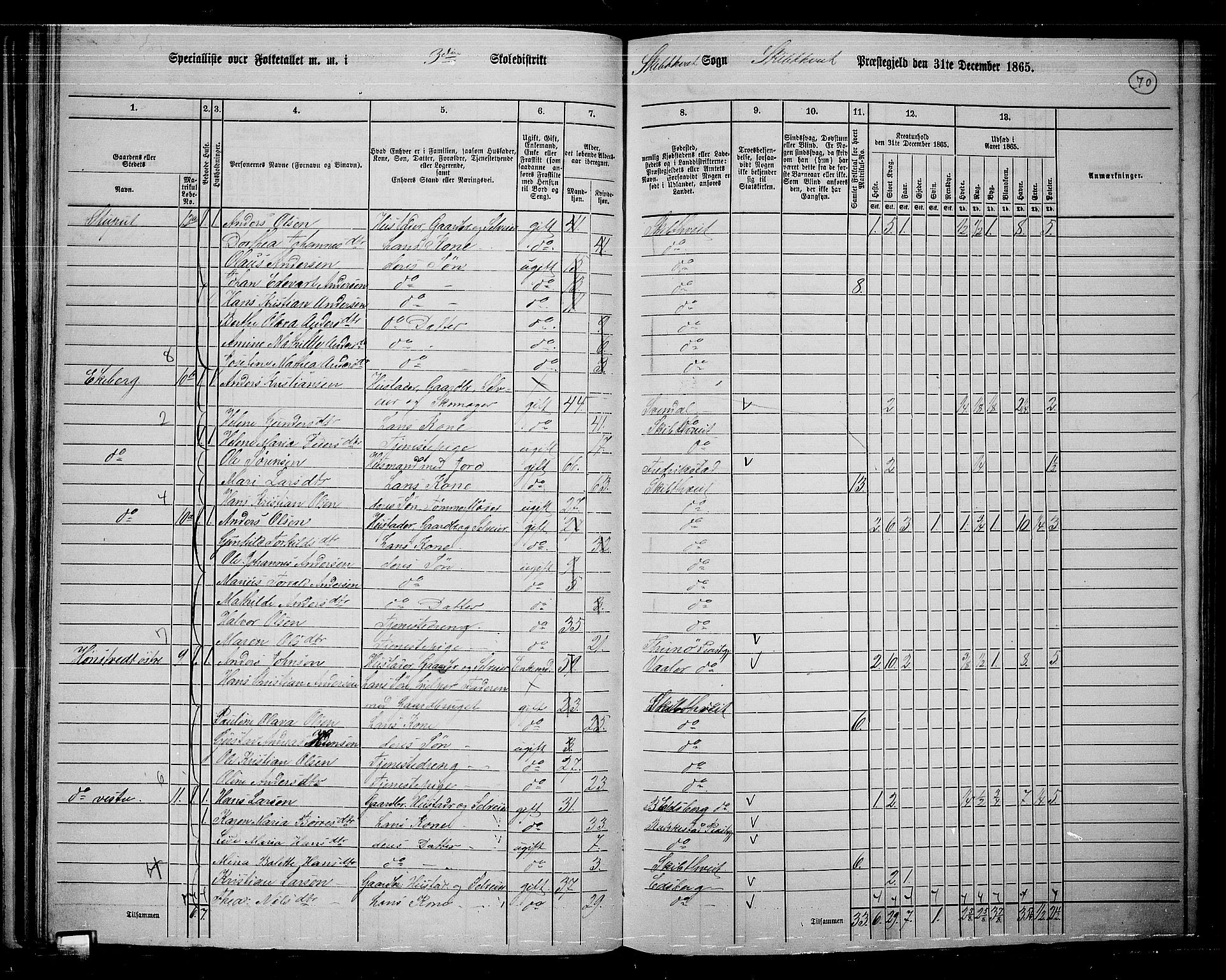 RA, 1865 census for Skiptvet, 1865, p. 61