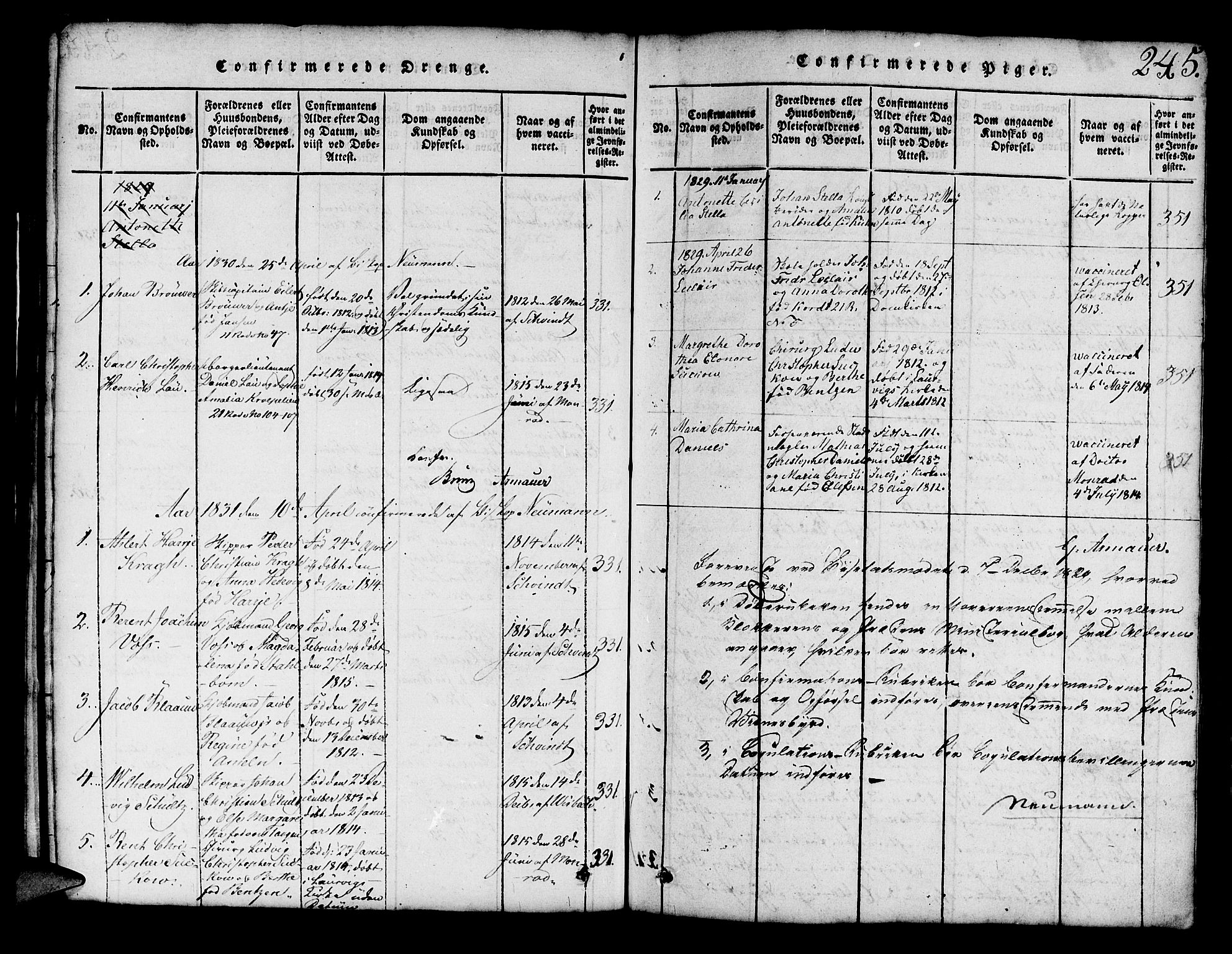 Mariakirken Sokneprestembete, SAB/A-76901/H/Hab/L0001: Parish register (copy) no. A 1, 1815-1846, p. 245