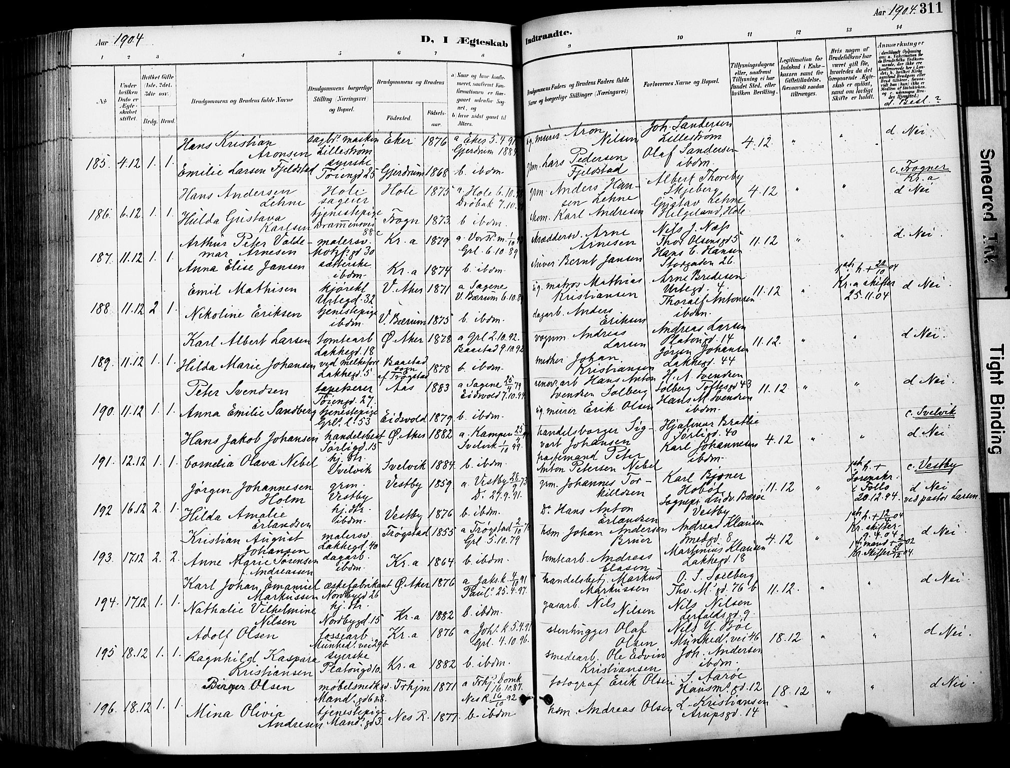 Grønland prestekontor Kirkebøker, AV/SAO-A-10848/F/Fa/L0013: Parish register (official) no. 13, 1887-1906, p. 311