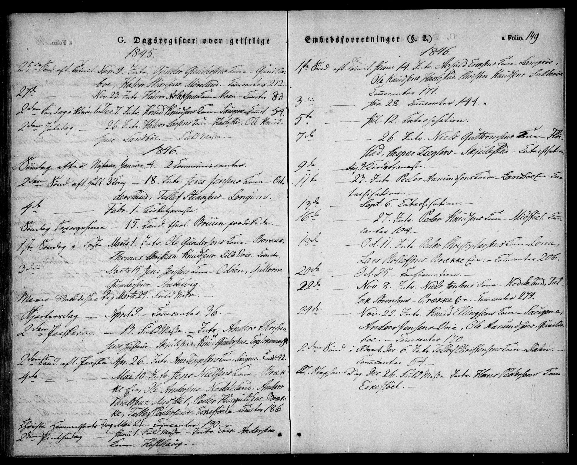 Austre Moland sokneprestkontor, SAK/1111-0001/F/Fa/Faa/L0006: Parish register (official) no. A 6, 1837-1846, p. 149