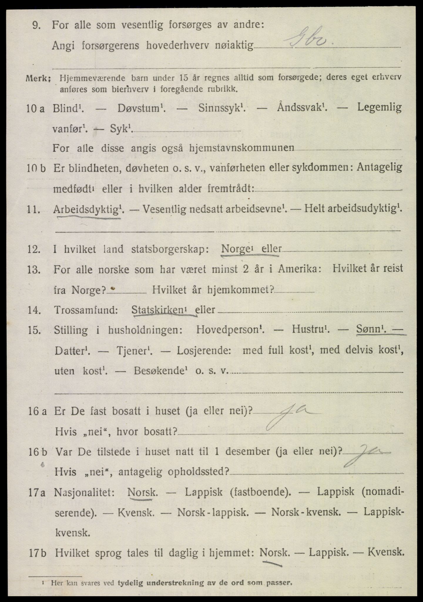 SAT, 1920 census for Klinga, 1920, p. 2398