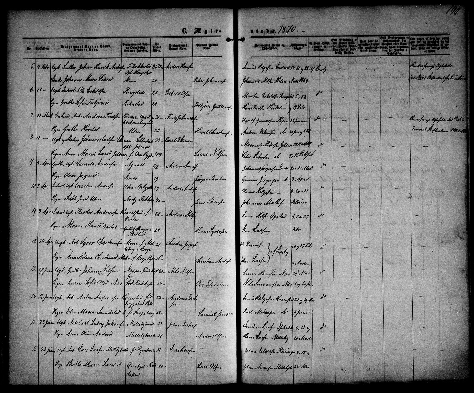 Tune prestekontor Kirkebøker, SAO/A-2007/F/Fa/L0015: Parish register (official) no. 15, 1869-1873, p. 190
