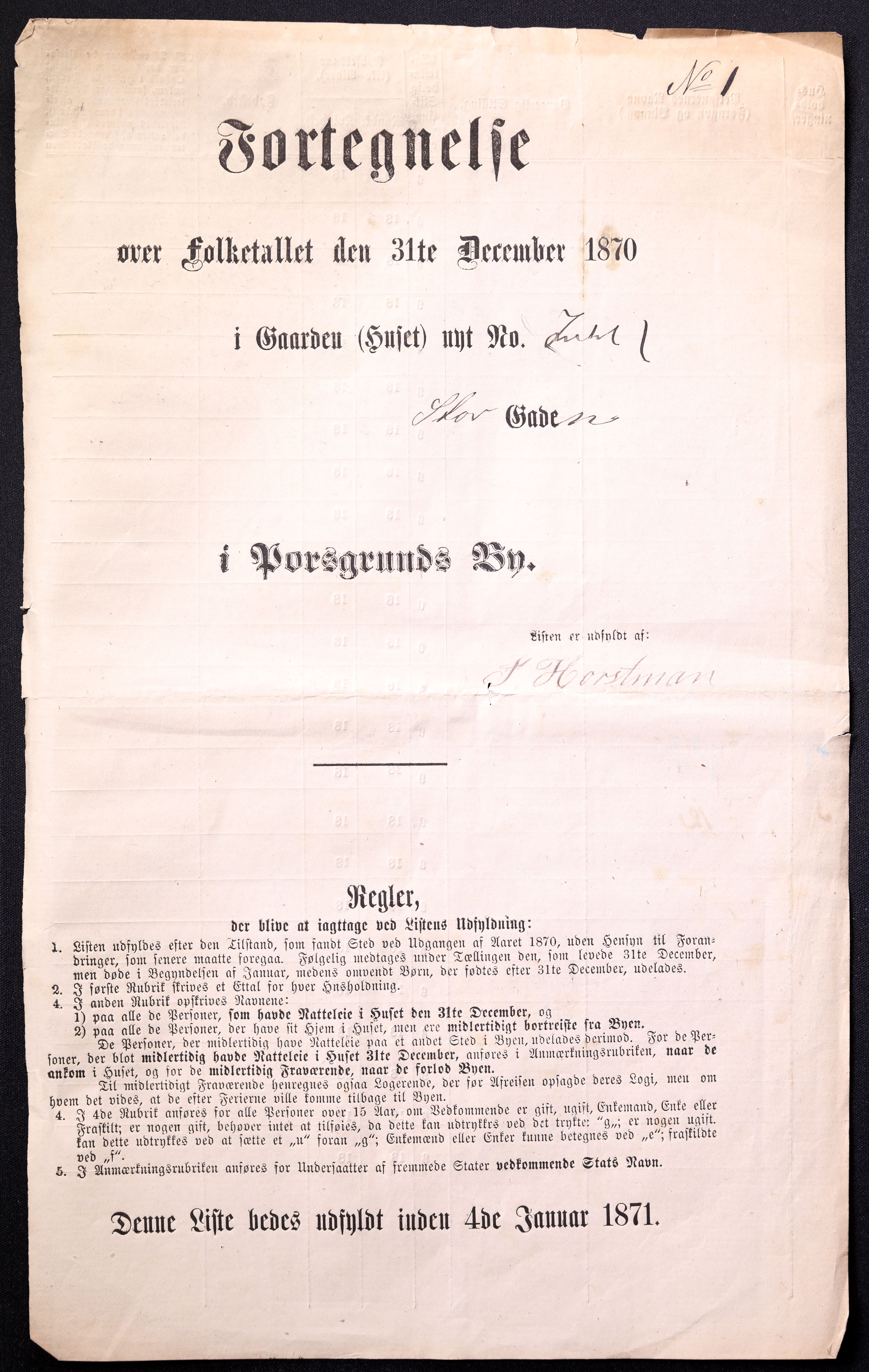 RA, 1870 census for 0805 Porsgrunn, 1870, p. 3