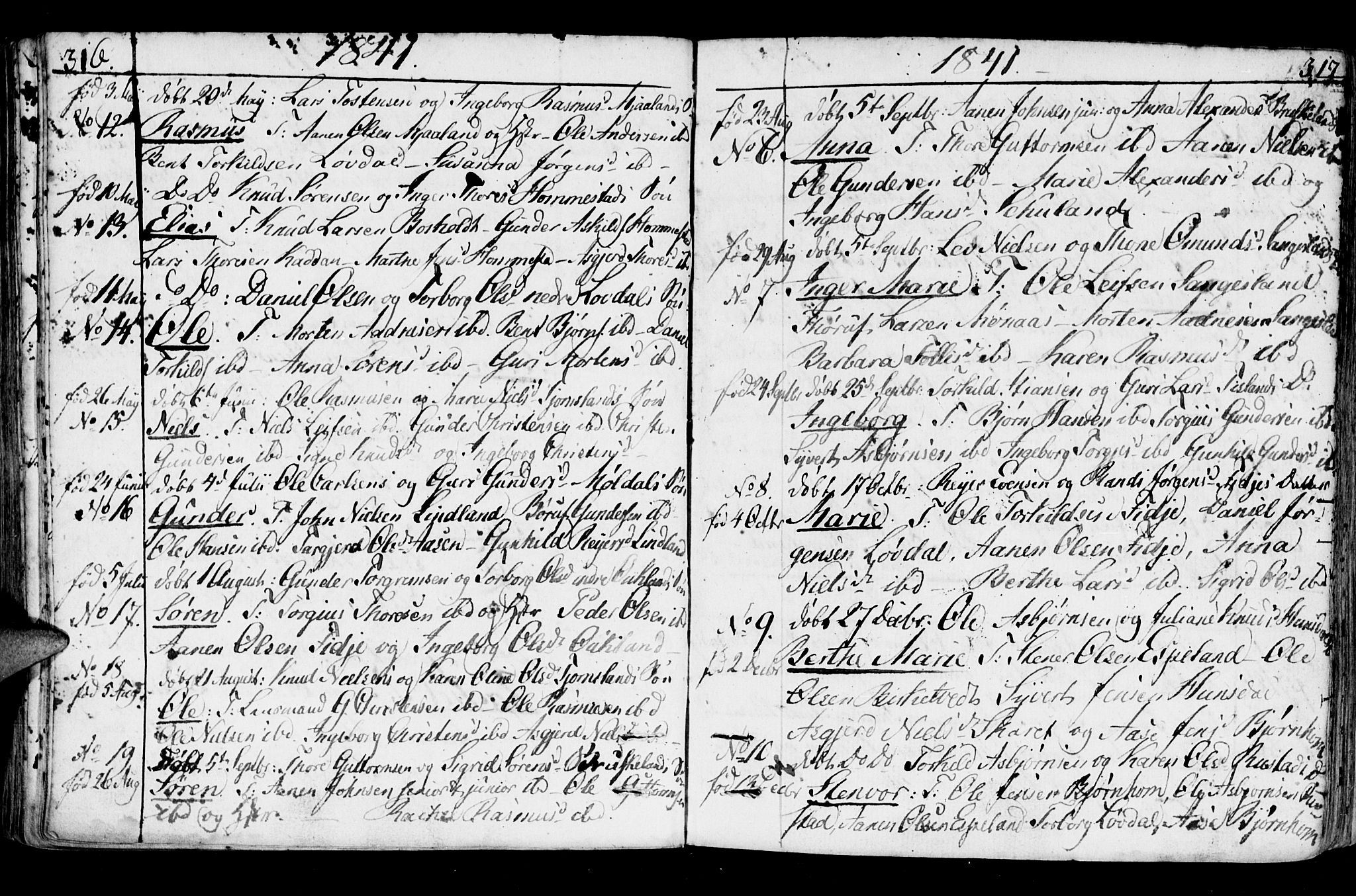 Holum sokneprestkontor, AV/SAK-1111-0022/F/Fa/Fab/L0004: Parish register (official) no. A 4, 1774-1847, p. 316-317