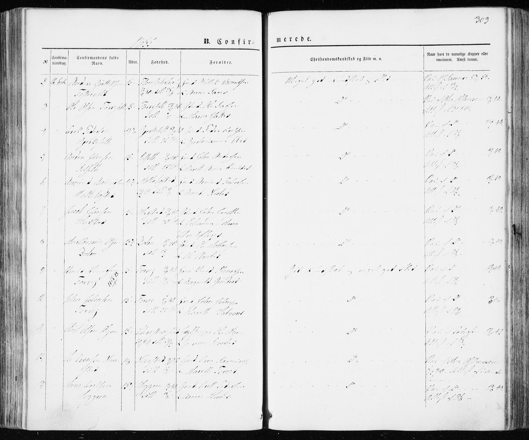 Ministerialprotokoller, klokkerbøker og fødselsregistre - Møre og Romsdal, AV/SAT-A-1454/586/L0984: Parish register (official) no. 586A10, 1844-1856, p. 303