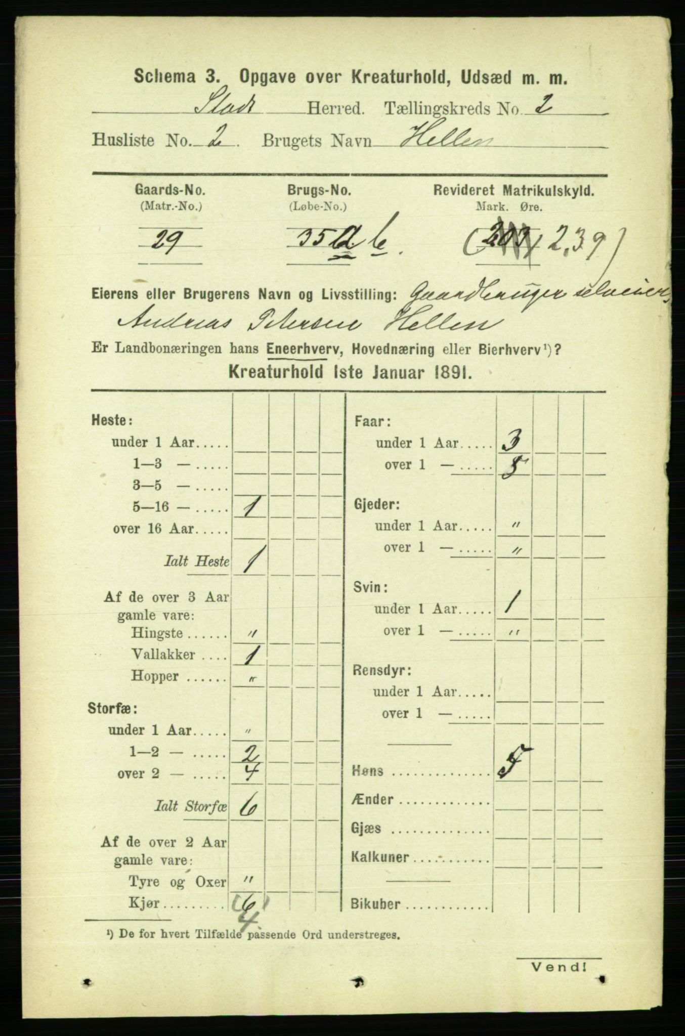 RA, 1891 census for 1734 Stod, 1891, p. 3051