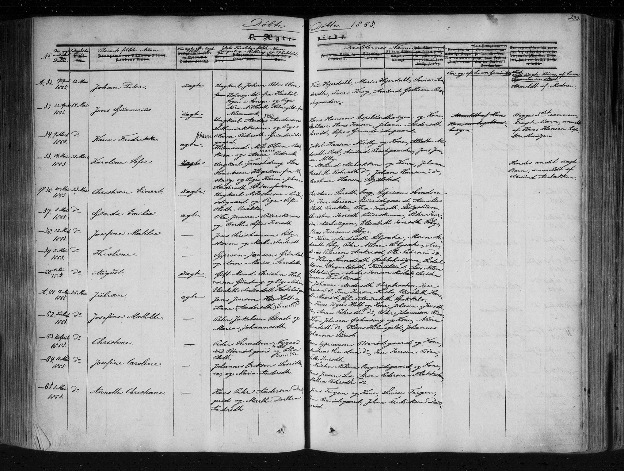 Aremark prestekontor Kirkebøker, SAO/A-10899/F/Fc/L0003: Parish register (official) no. III 3, 1850-1865, p. 233