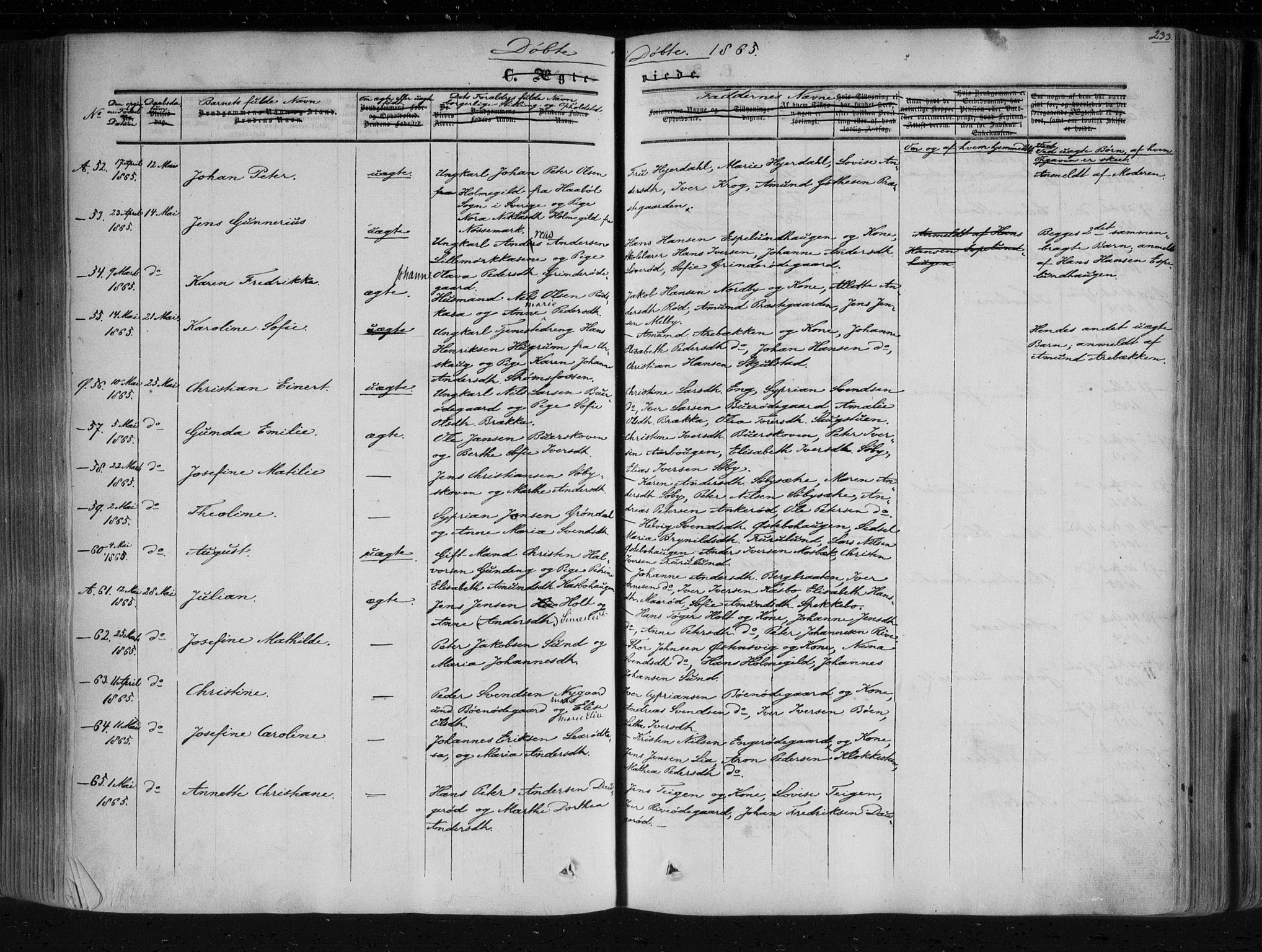 Aremark prestekontor Kirkebøker, AV/SAO-A-10899/F/Fc/L0003: Parish register (official) no. III 3, 1850-1865, p. 233