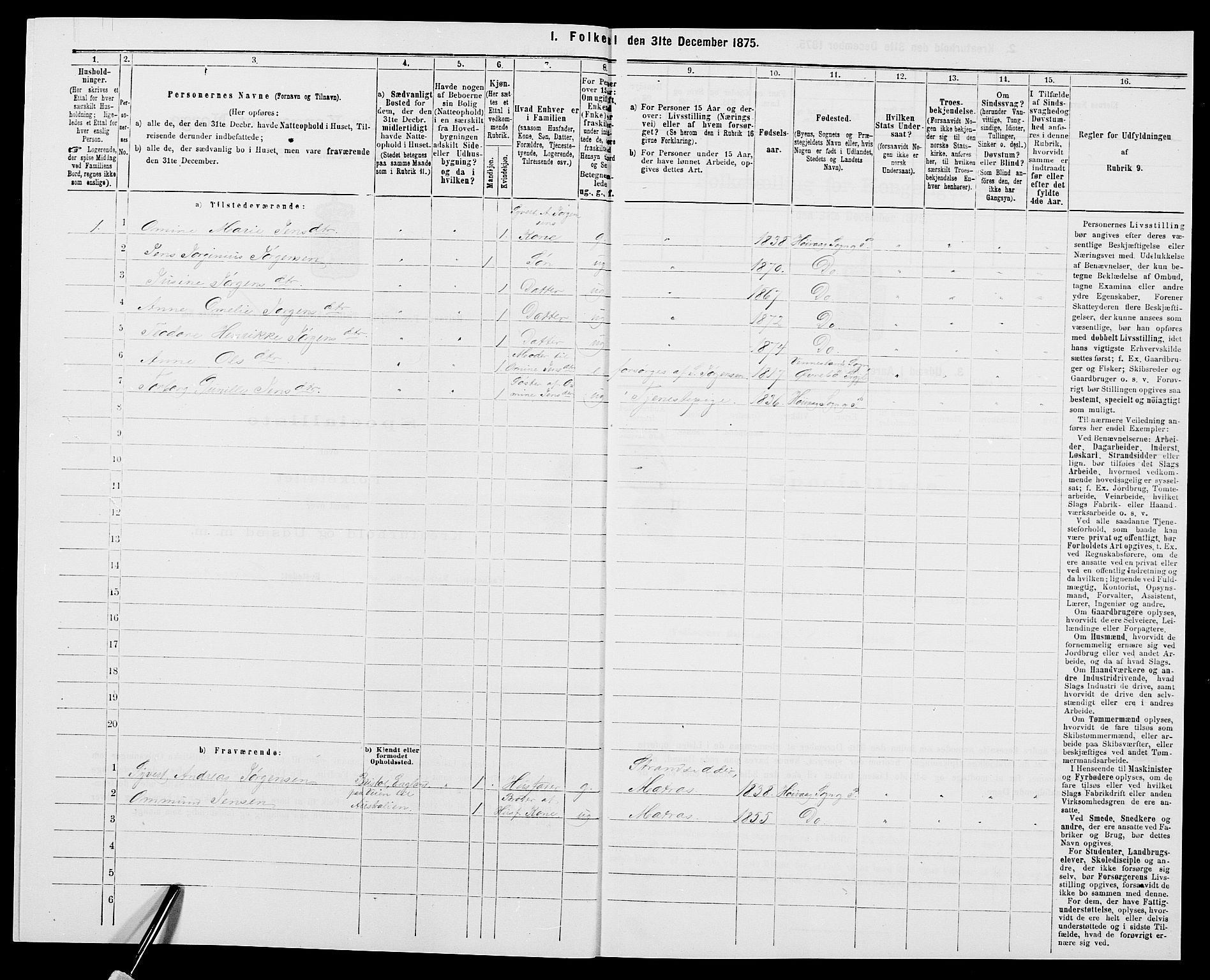 SAK, 1875 census for 0927P Høvåg, 1875, p. 670