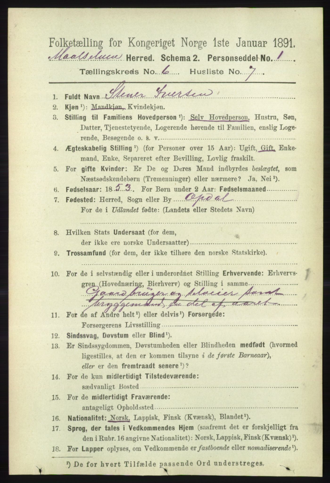 RA, 1891 census for 1924 Målselv, 1891, p. 2083