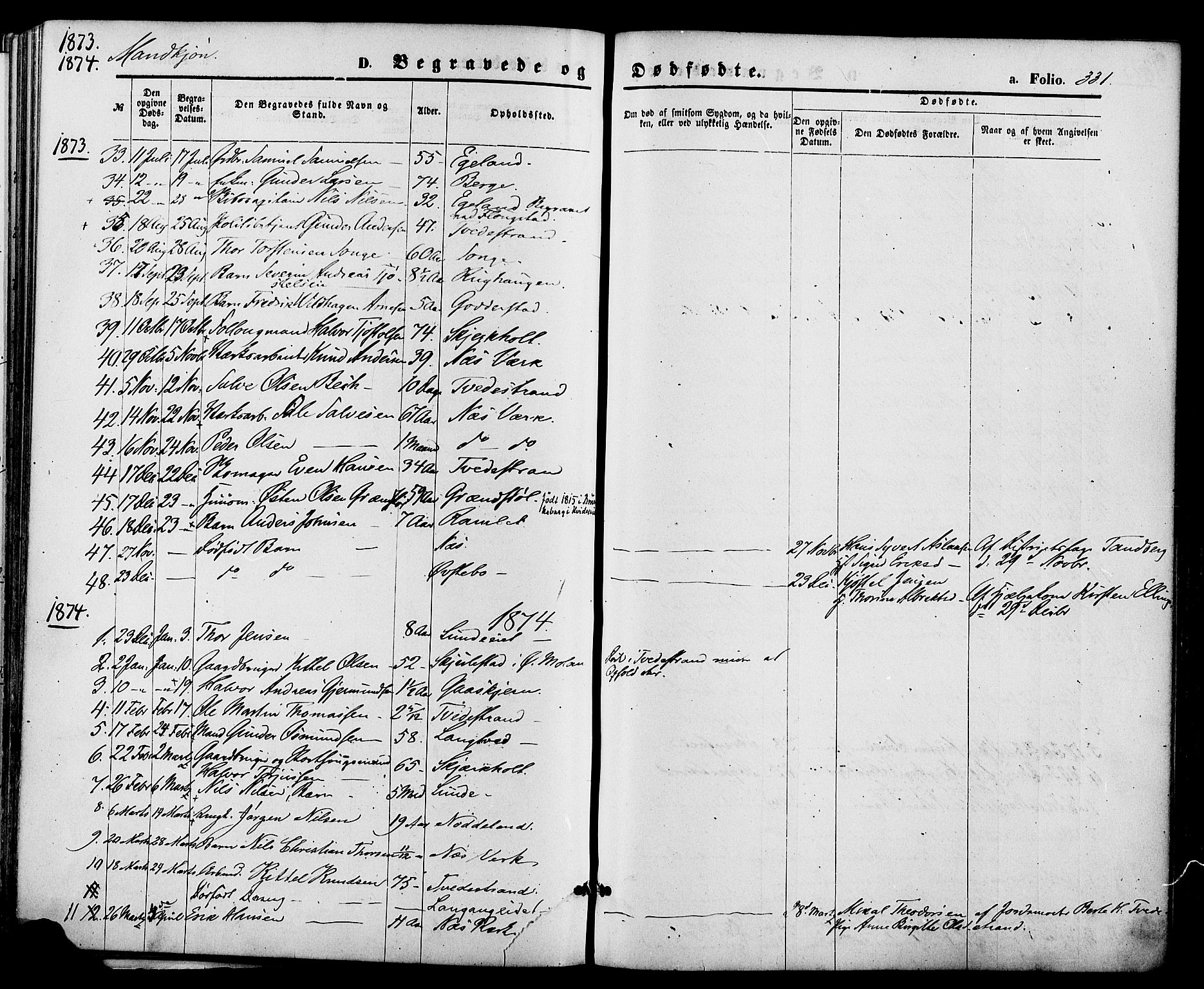 Holt sokneprestkontor, AV/SAK-1111-0021/F/Fa/L0010: Parish register (official) no. A 10, 1872-1885, p. 331