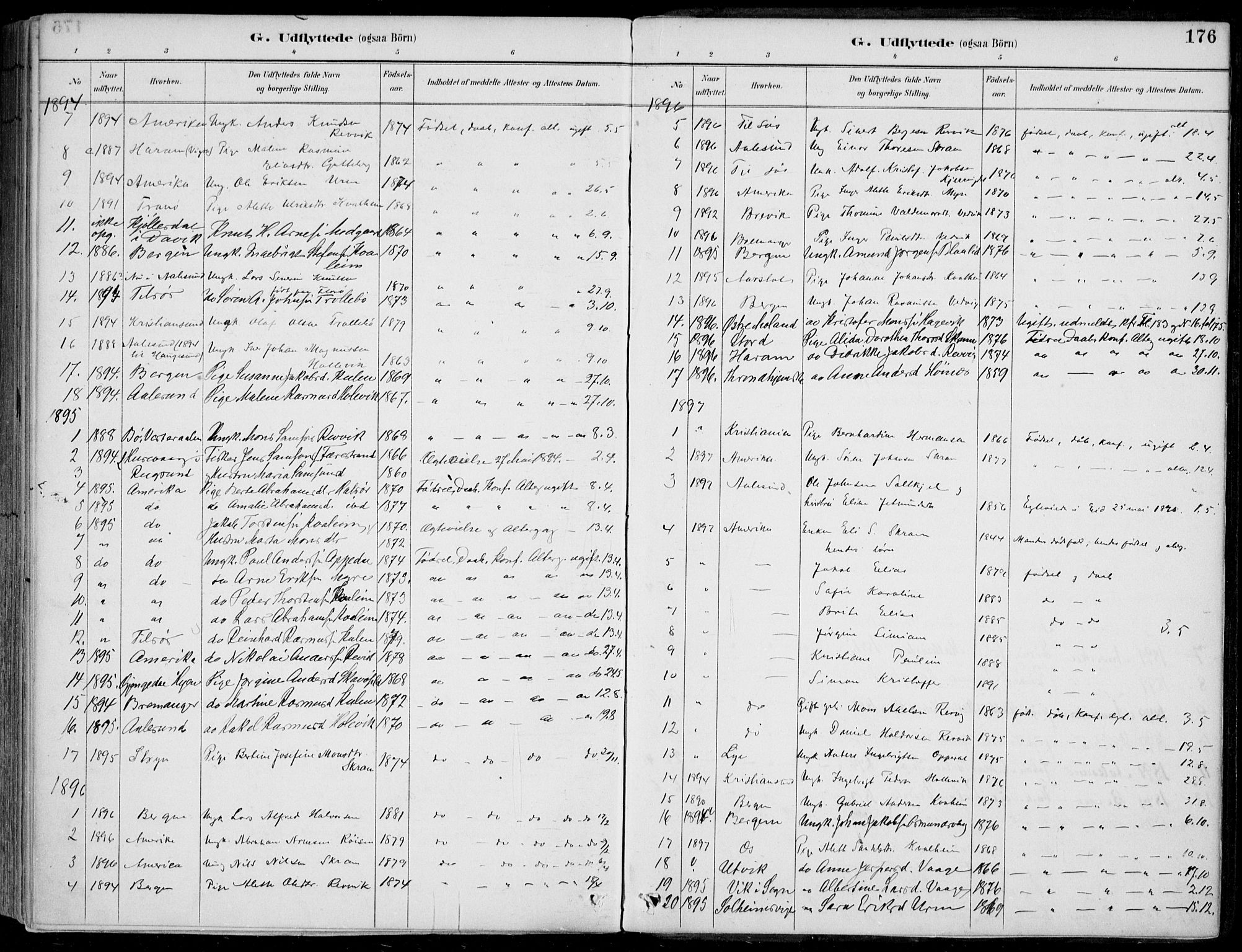 Selje sokneprestembete, SAB/A-99938/H/Ha/Haa/Haac/L0002: Parish register (official) no. C  2, 1889-1904, p. 176