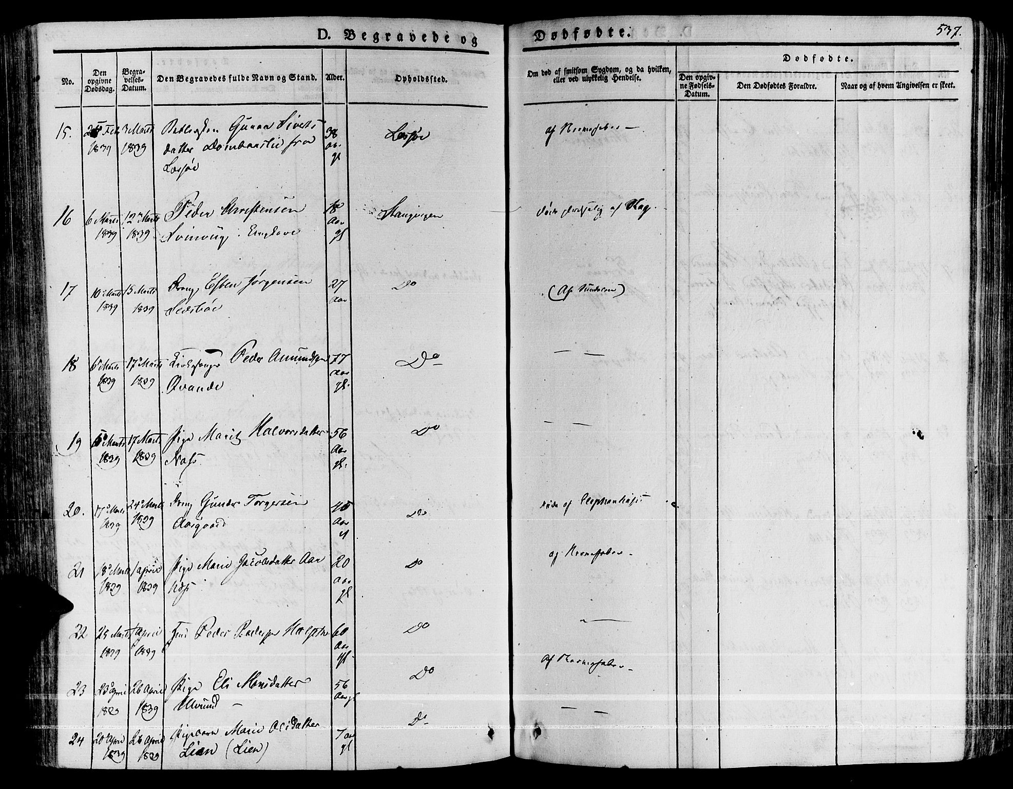 Ministerialprotokoller, klokkerbøker og fødselsregistre - Møre og Romsdal, SAT/A-1454/592/L1024: Parish register (official) no. 592A03 /1, 1831-1849, p. 537